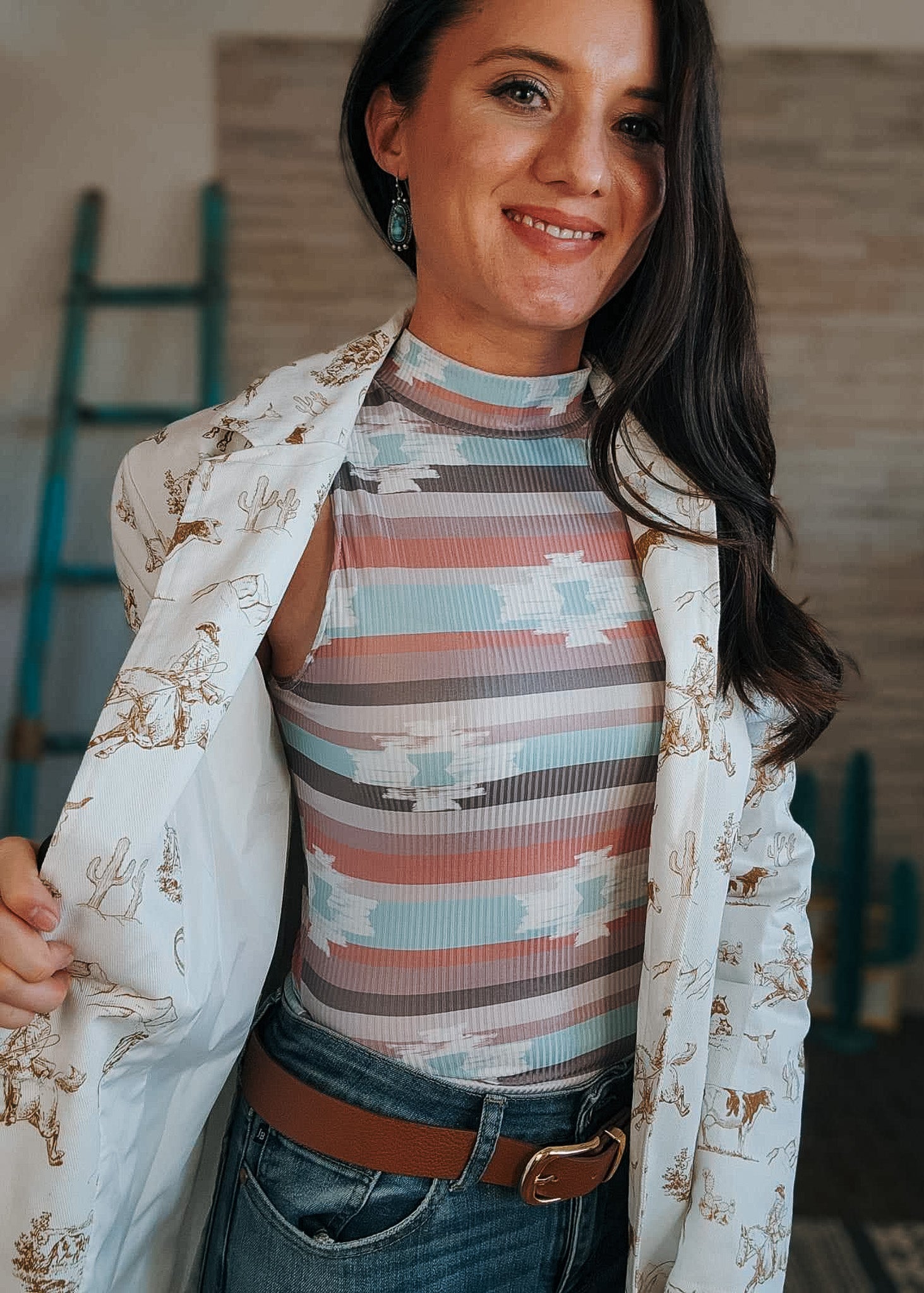 Pastel Aztec Bodysuit The Cinchy Cowgirl (YC)