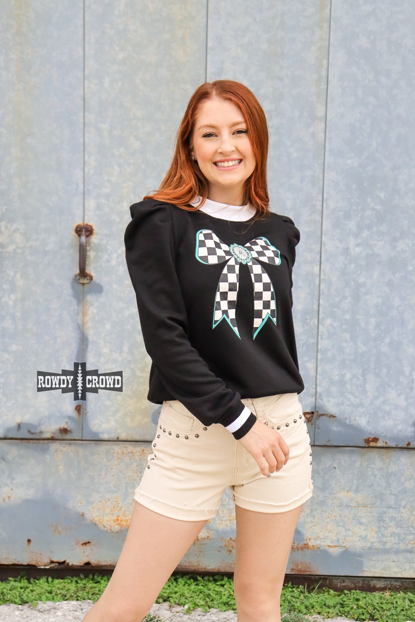 Buffalo Bow Top Long Sleeve Top Rowdy Crowd Clothing