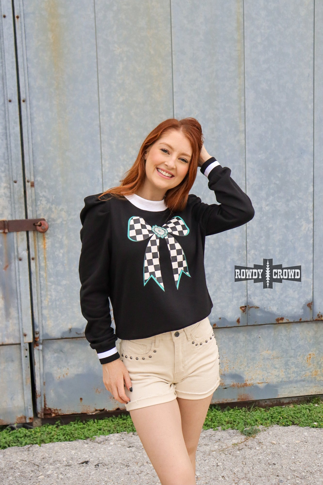 Buffalo Bow Top Long Sleeve Top Rowdy Crowd Clothing