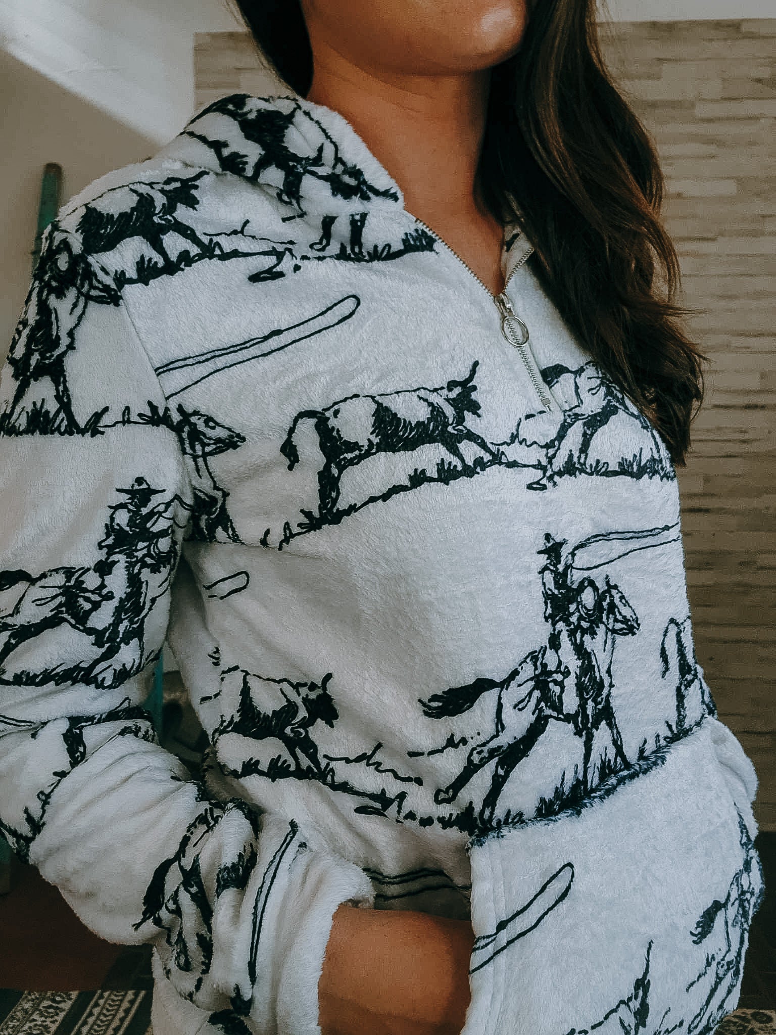 Ranch Roper Fleece Zip Up Hoodie fleece hoodie The Cinchy Cowgirl (YC)