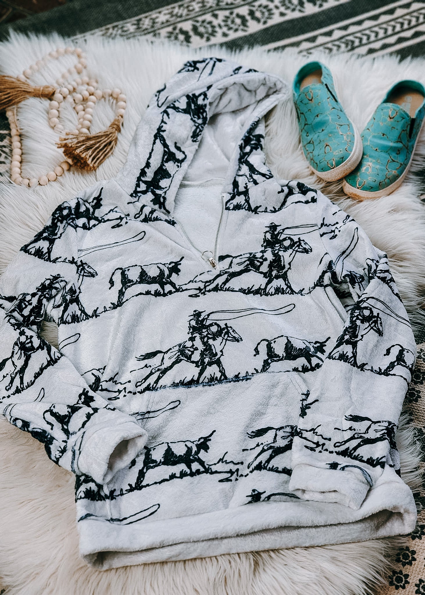 Ranch Roper Fleece Zip Up Hoodie fleece hoodie The Cinchy Cowgirl (YC)