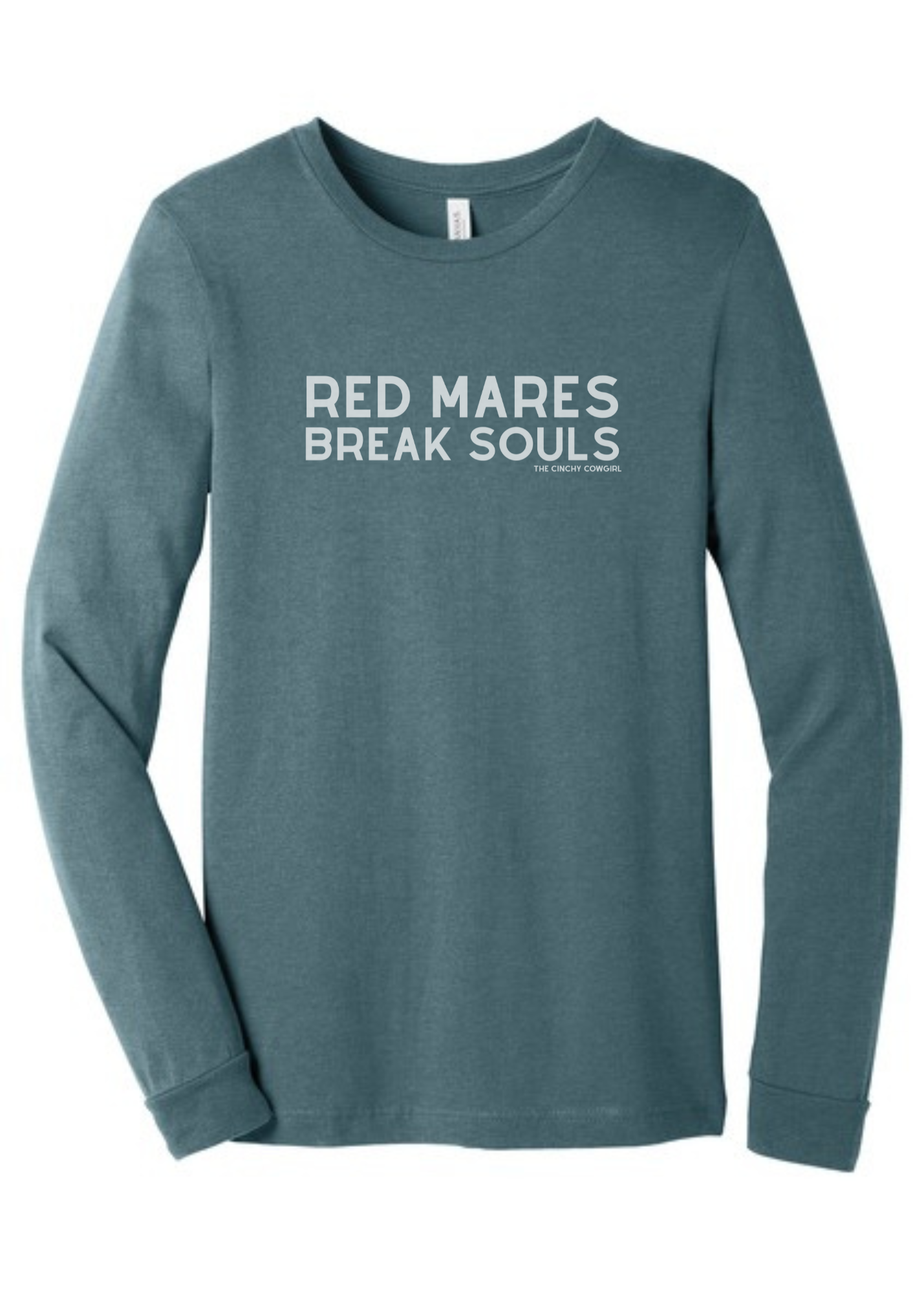 Red Mares Break Souls Long Sleeve Graphic Tee Long Sleeve Graphic Tee The Cinchy Cowgirl Heather Slate Small