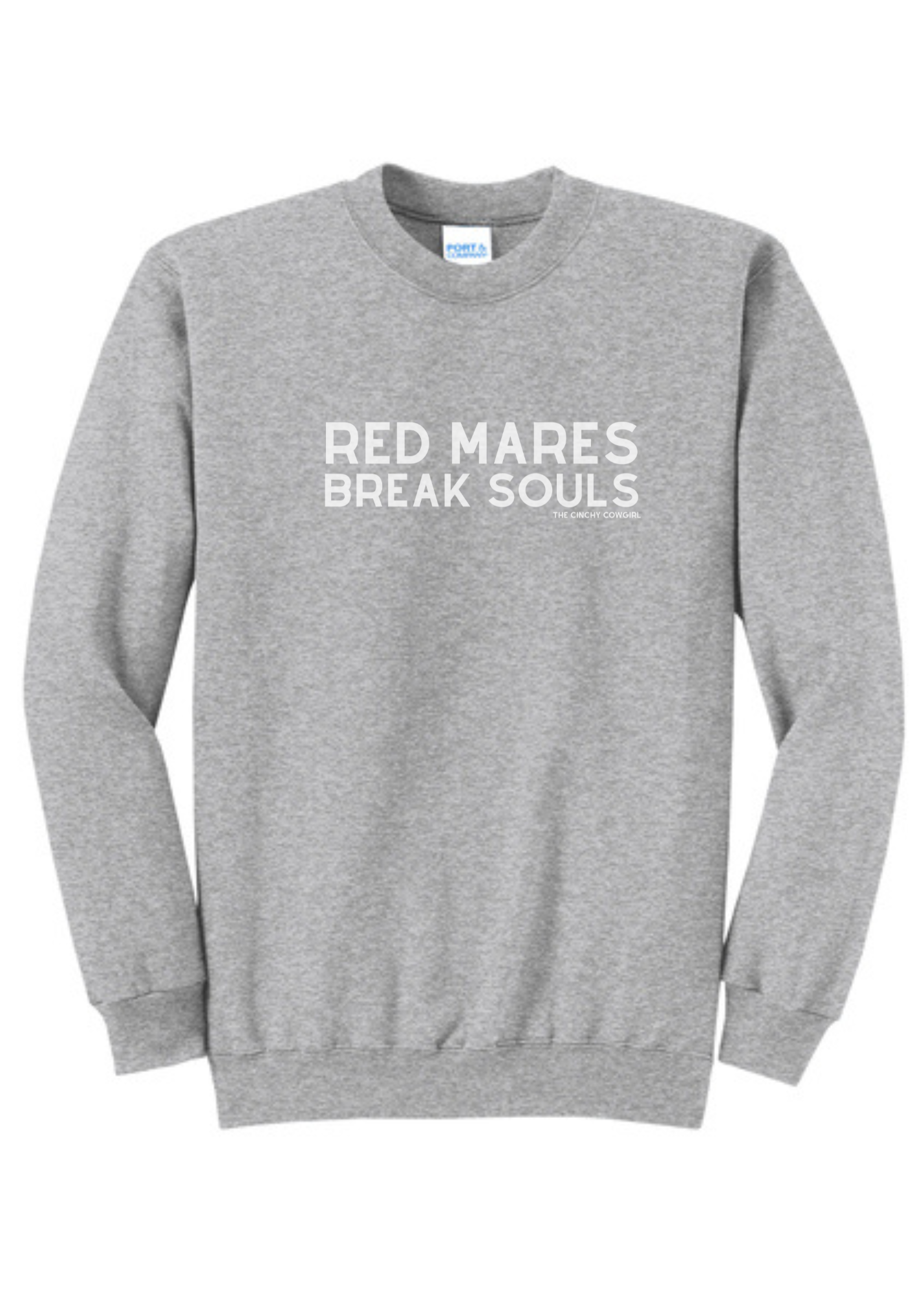 Red Mares Break Souls Pullover Graphic Pullover The Cinchy Cowgirl Small Athletic Heather Grey