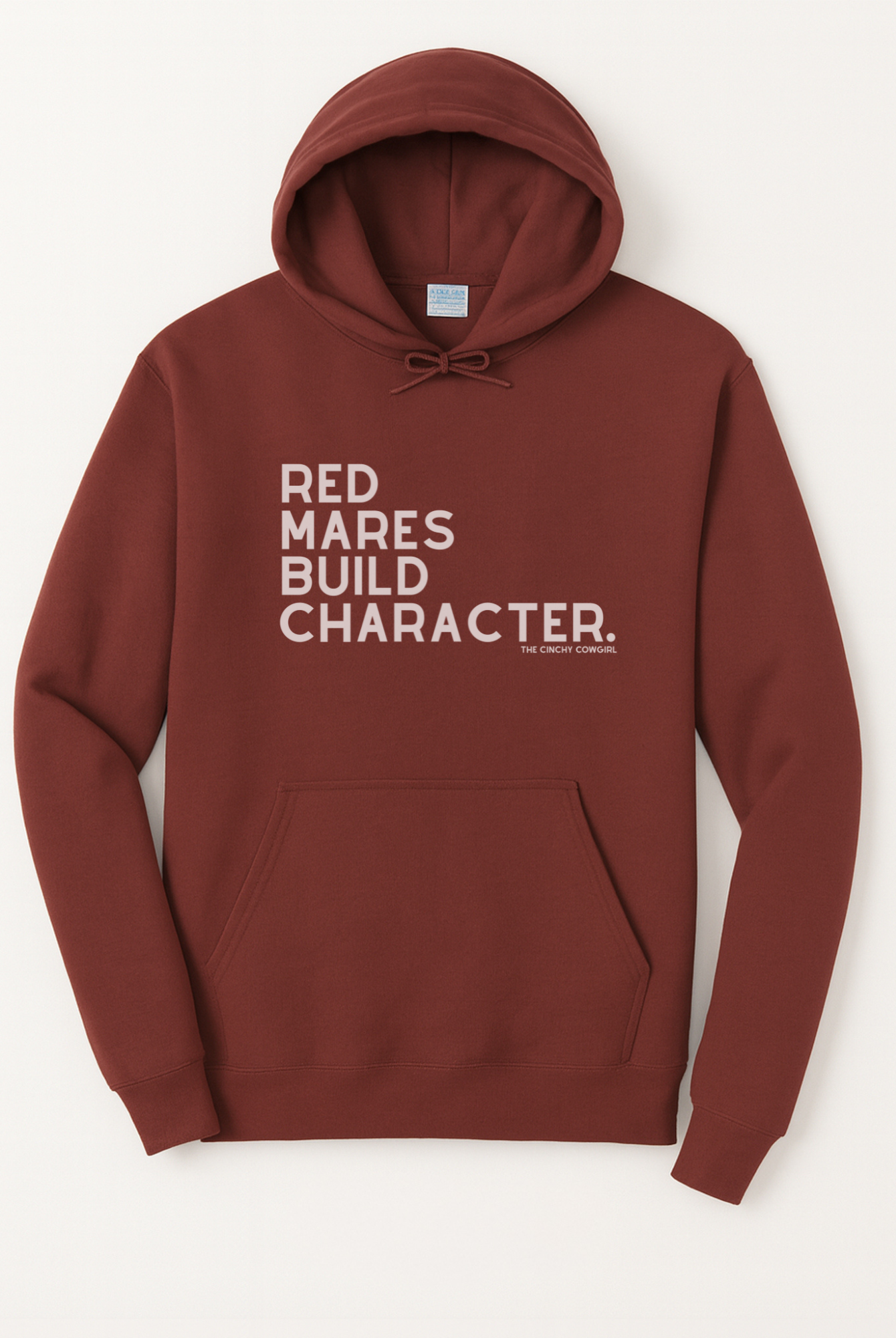 Red Mares Build Character Hoodie Graphic Hoodie The Cinchy Cowgirl Small Maroon