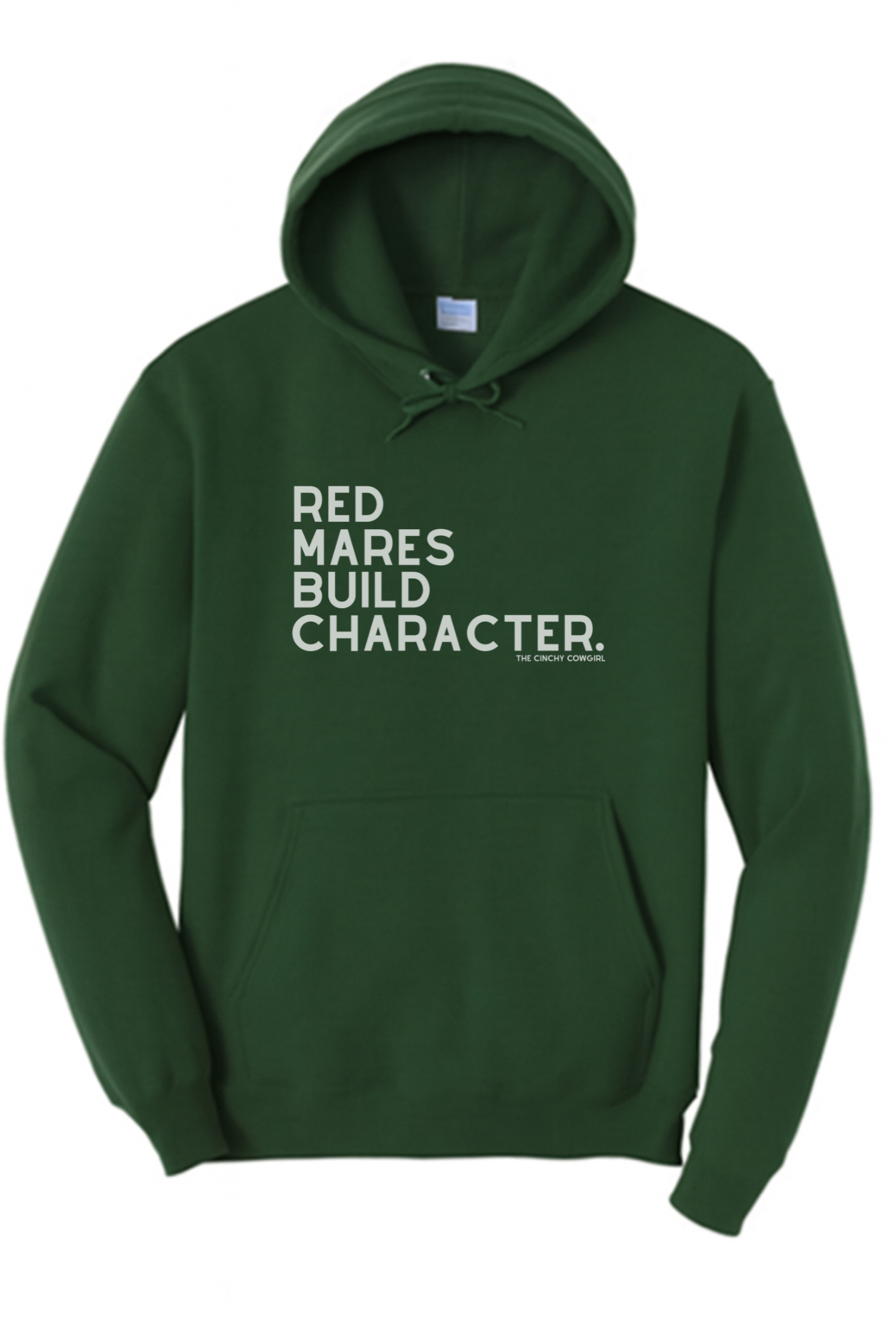 Red Mares Build Character Hoodie Graphic Hoodie The Cinchy Cowgirl Small Dark Green