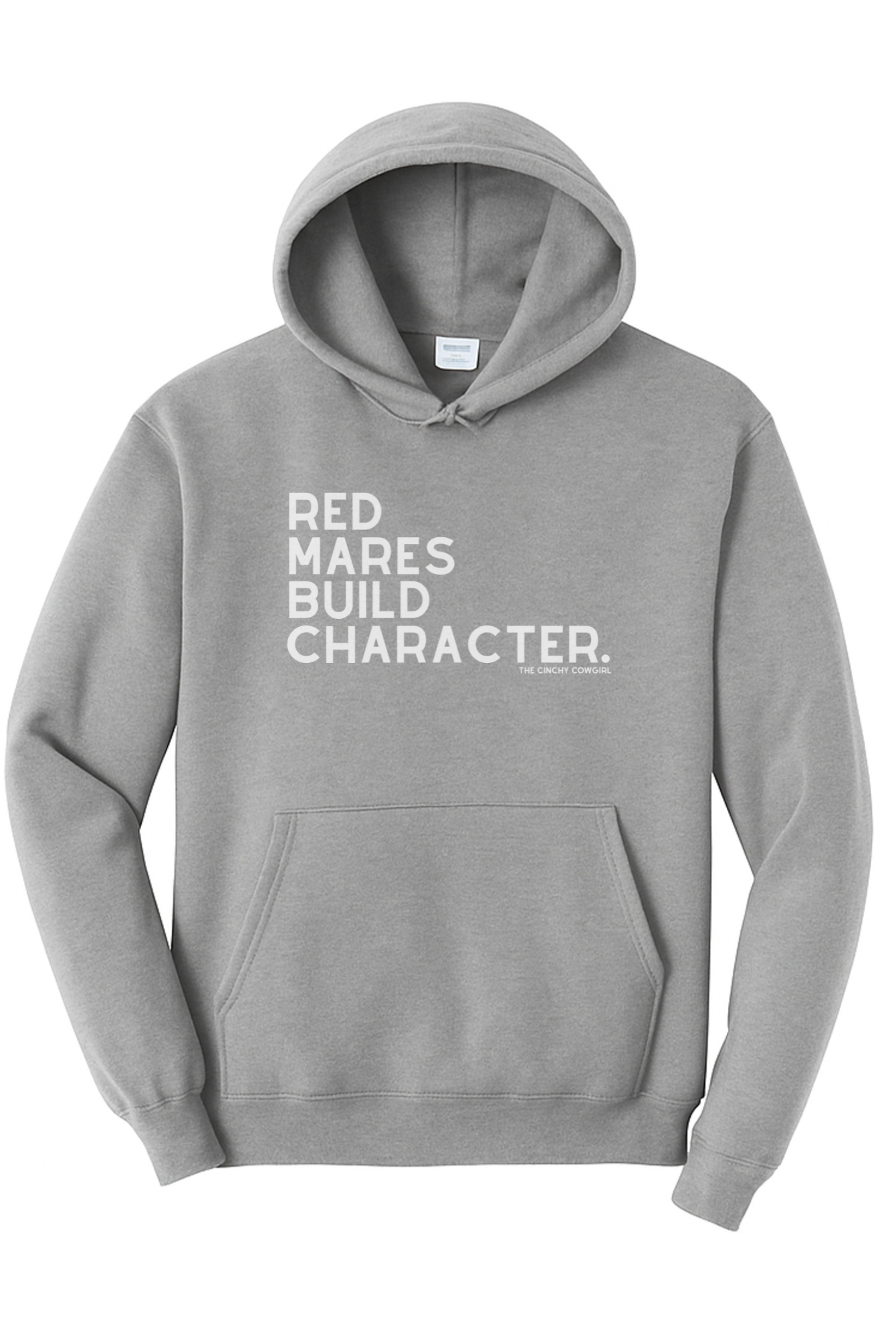 Red Mares Build Character Hoodie Graphic Hoodie The Cinchy Cowgirl Small Athletic Heather Grey