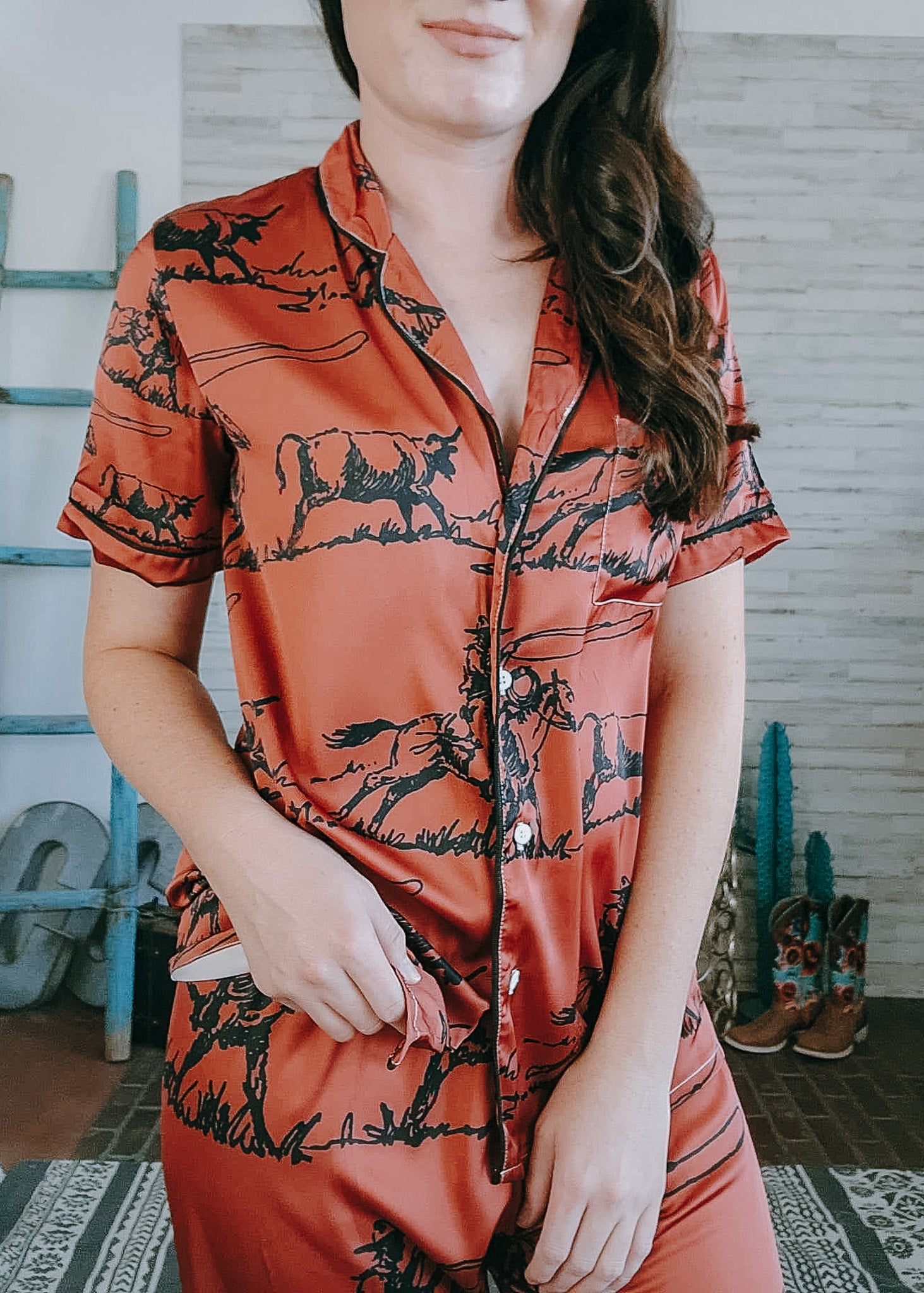 Rust Ranch Roper Pajama Set pajamas The Cinchy Cowgirl (YC)