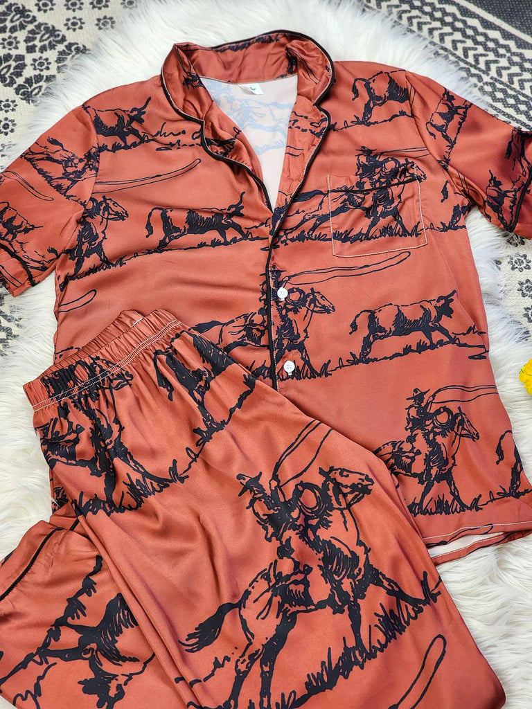 Rust Ranch Roper Pajama Set pajamas The Cinchy Cowgirl (YC)   