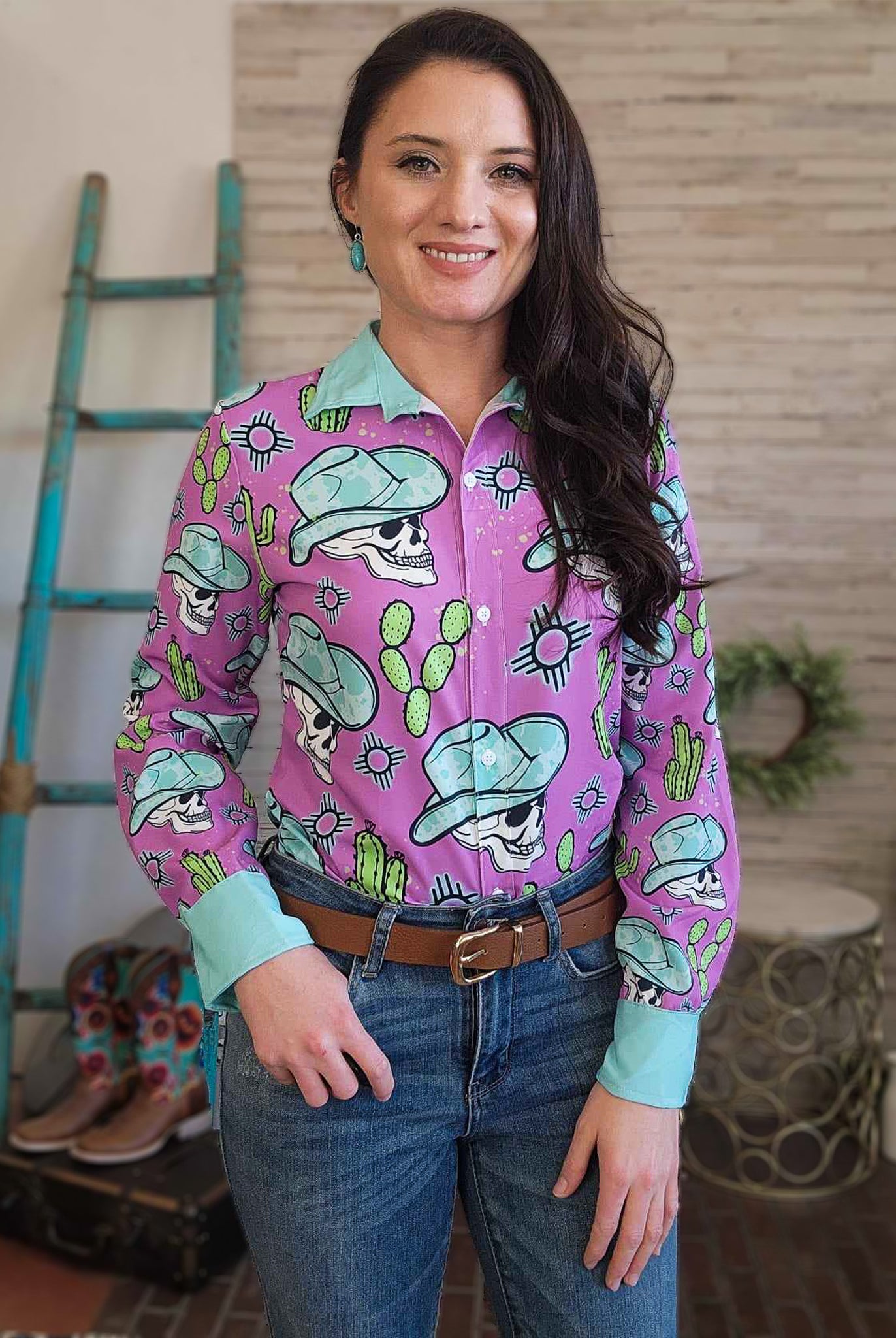 Skull & Zia Long Sleeve Button Down YC Long Sleeve Button Down The Cinchy Cowgirl (YC)