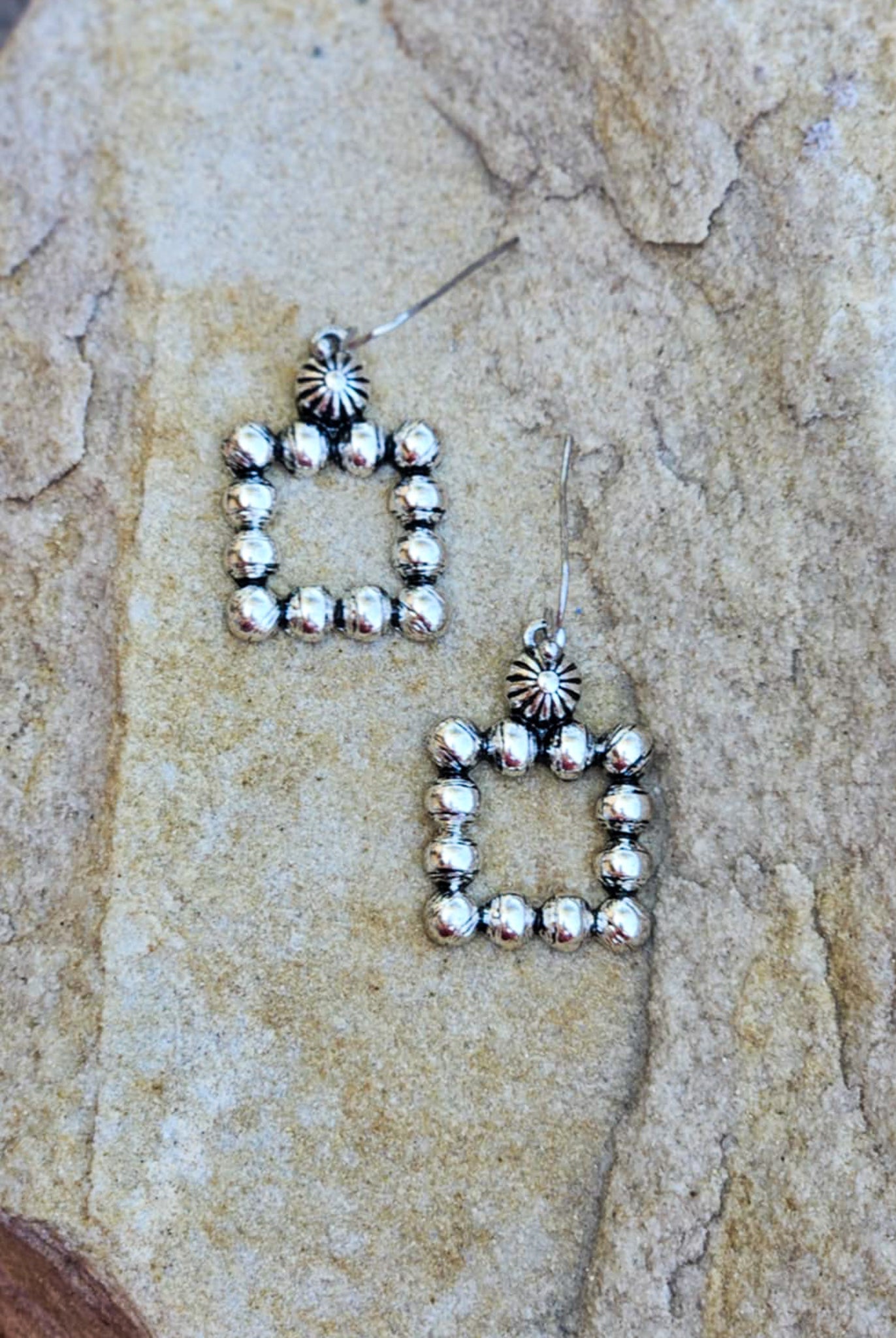 Square Textured Dangle Earrings Earrings Blue Tortoise