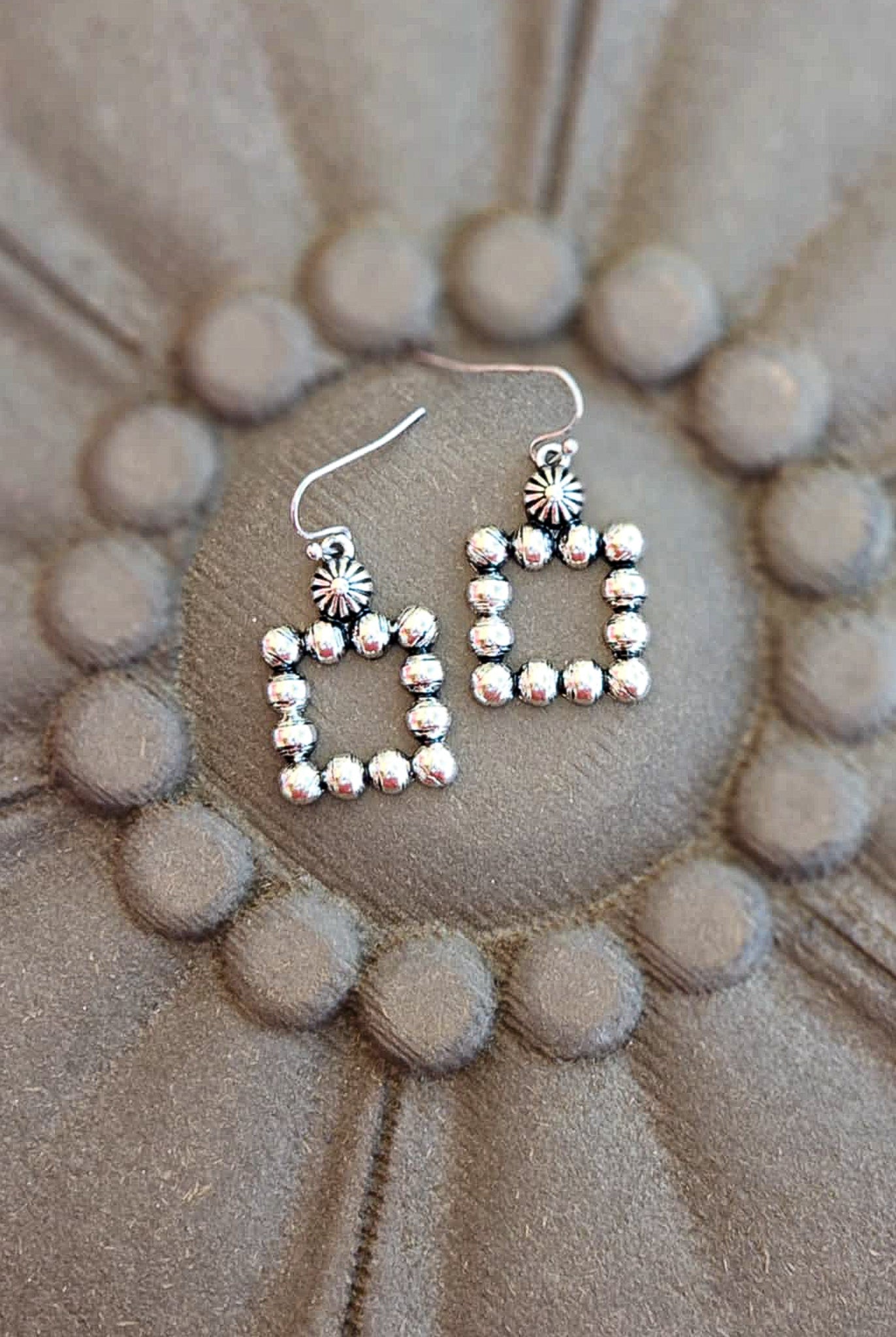 Square Textured Dangle Earrings Earrings Blue Tortoise