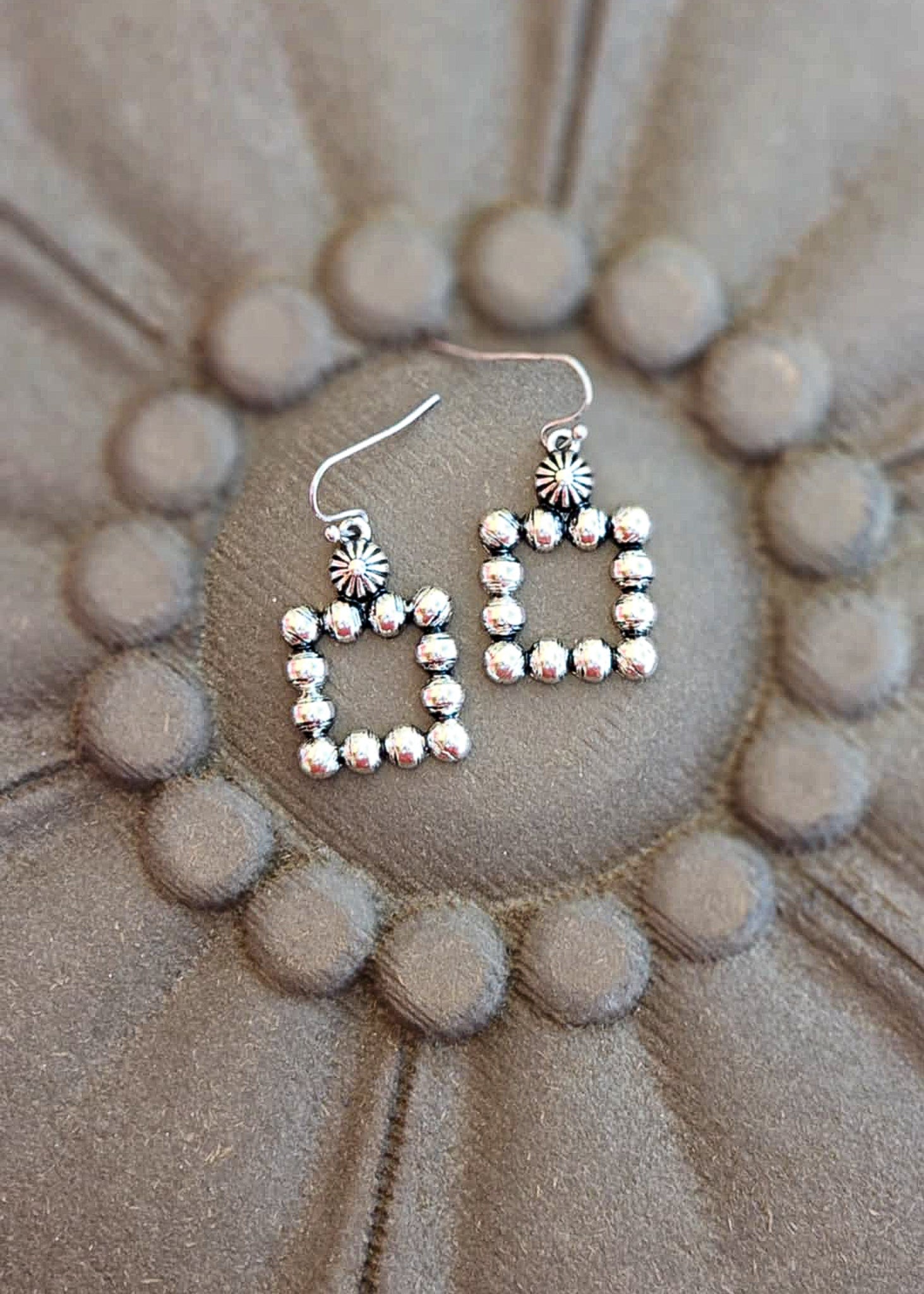 Square Textured Dangle Earrings Earrings Blue Tortoise