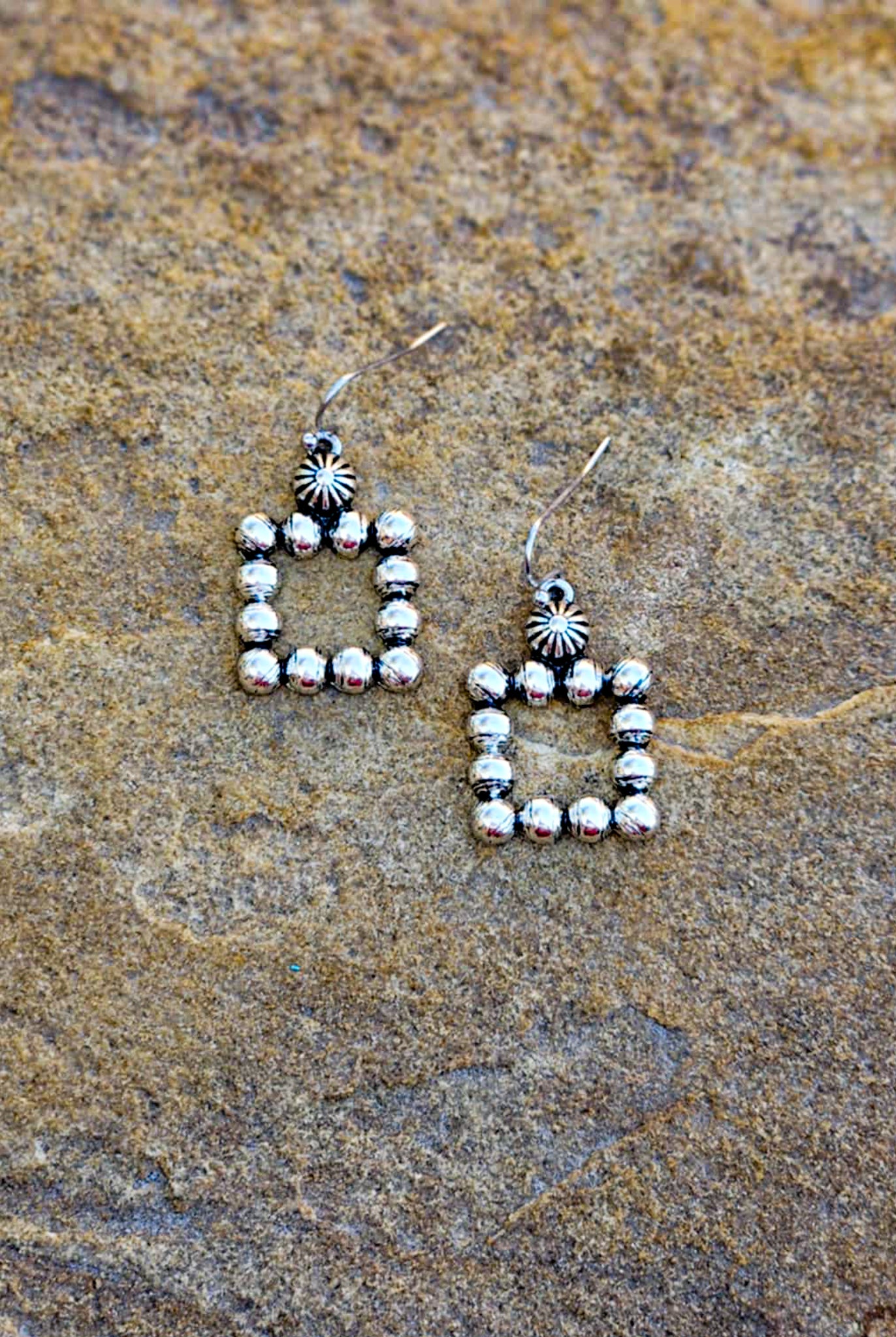 Square Textured Dangle Earrings Earrings Blue Tortoise