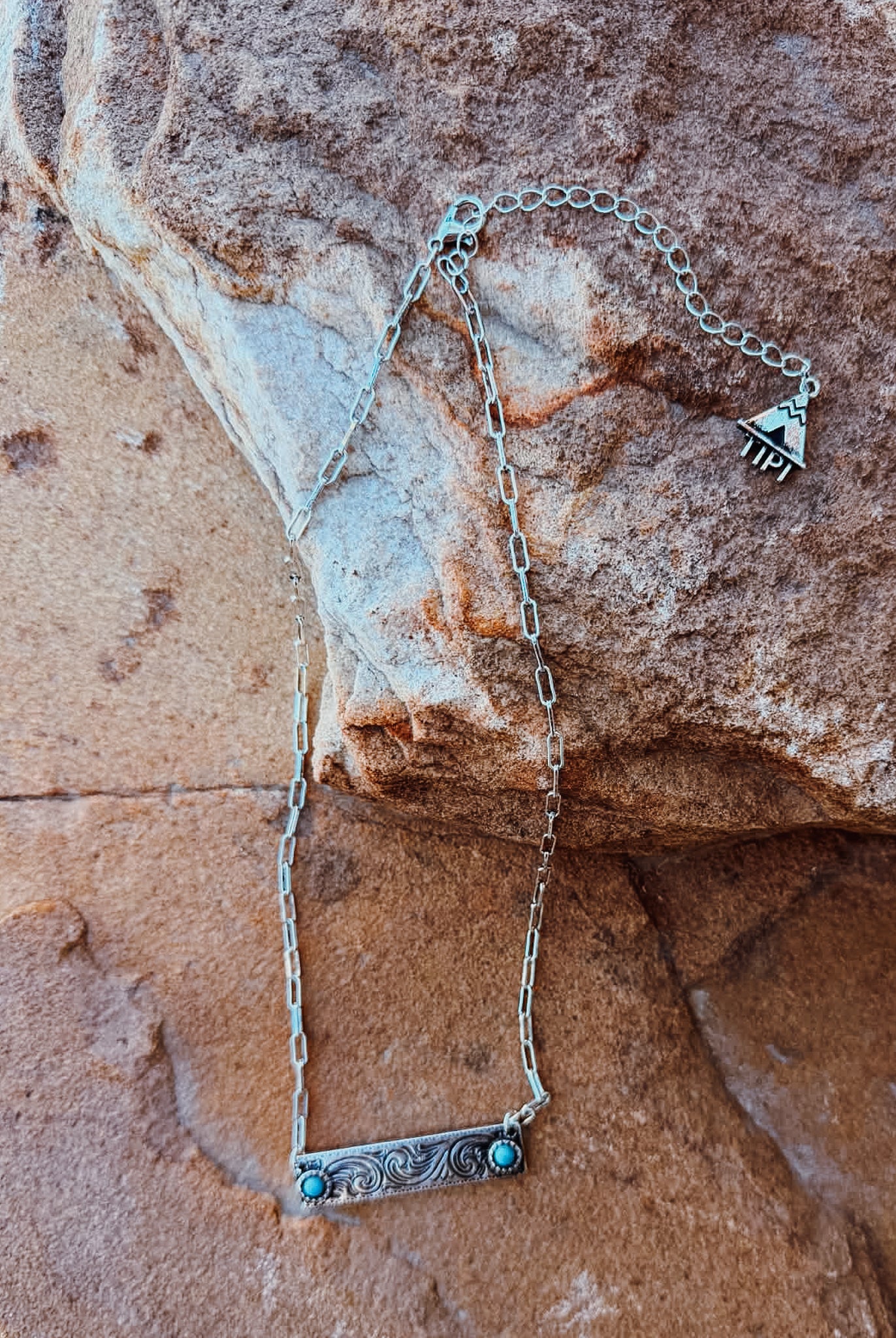Etched Stone Bar Necklace Necklace Blue Tortoise