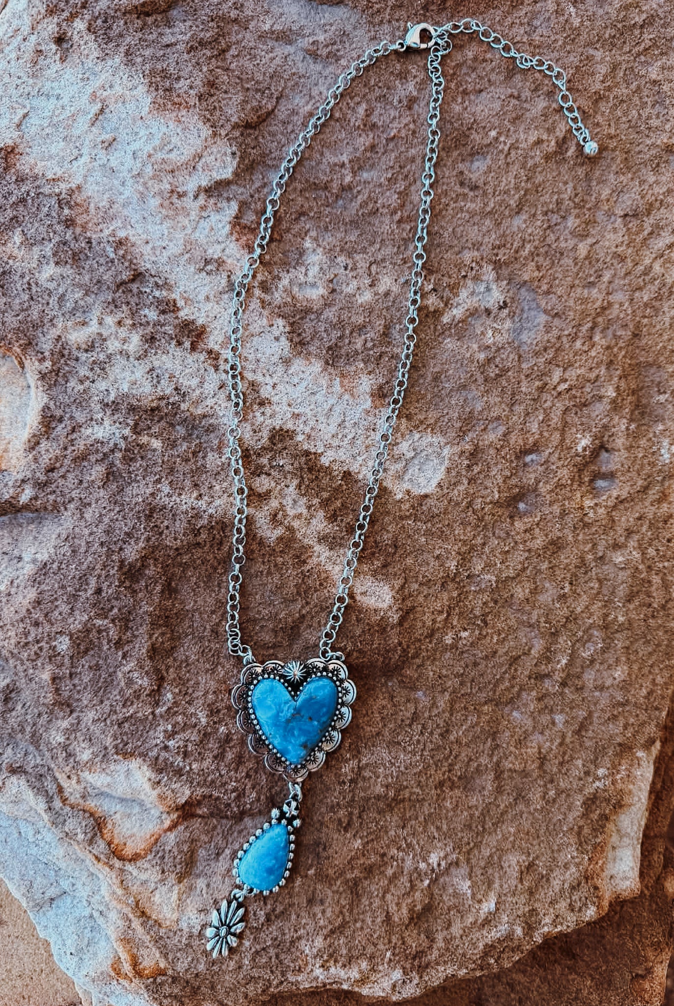 Stone Heart Necklace Necklace Blue Tortoise