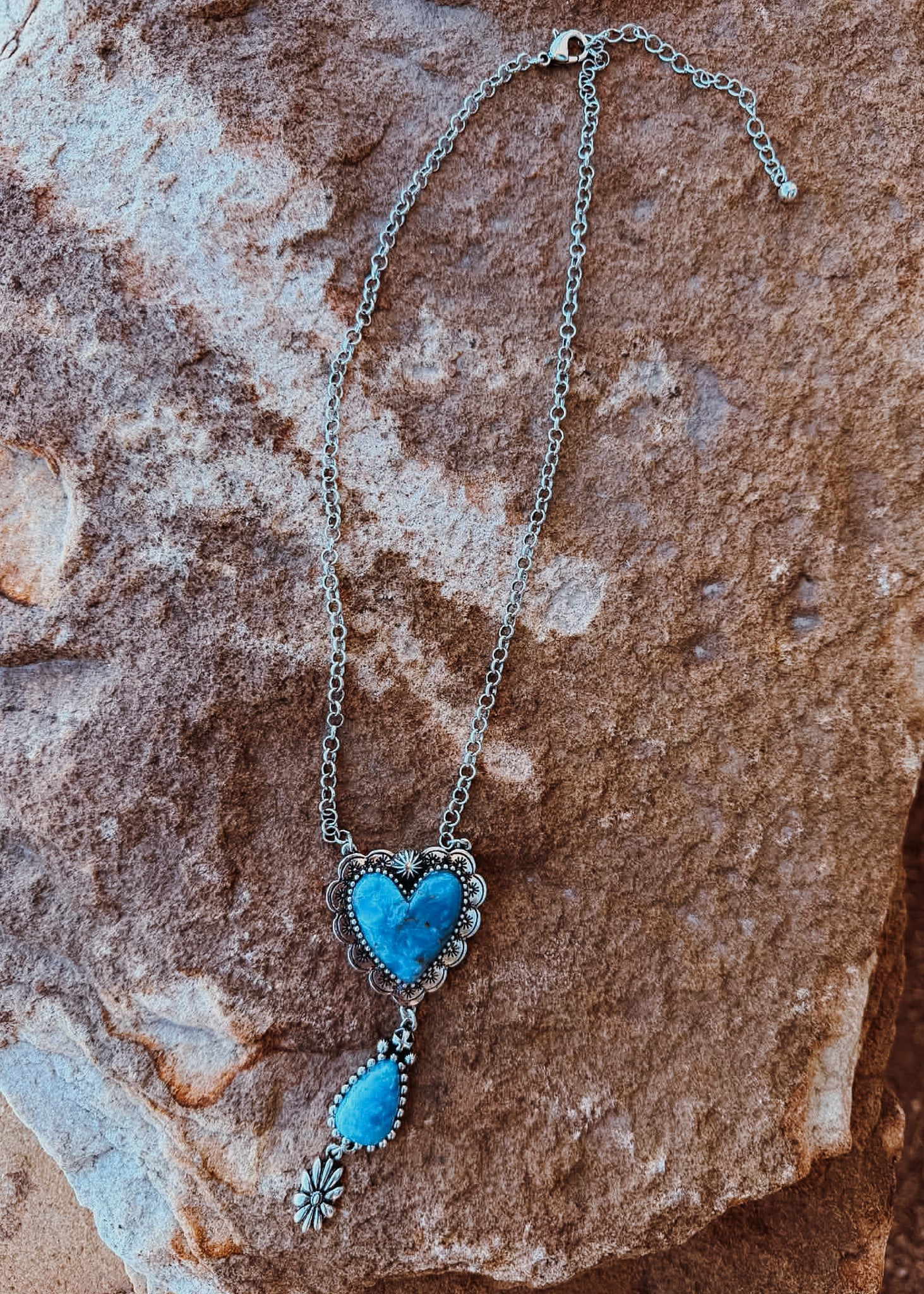 Stone Heart Necklace Necklace Blue Tortoise