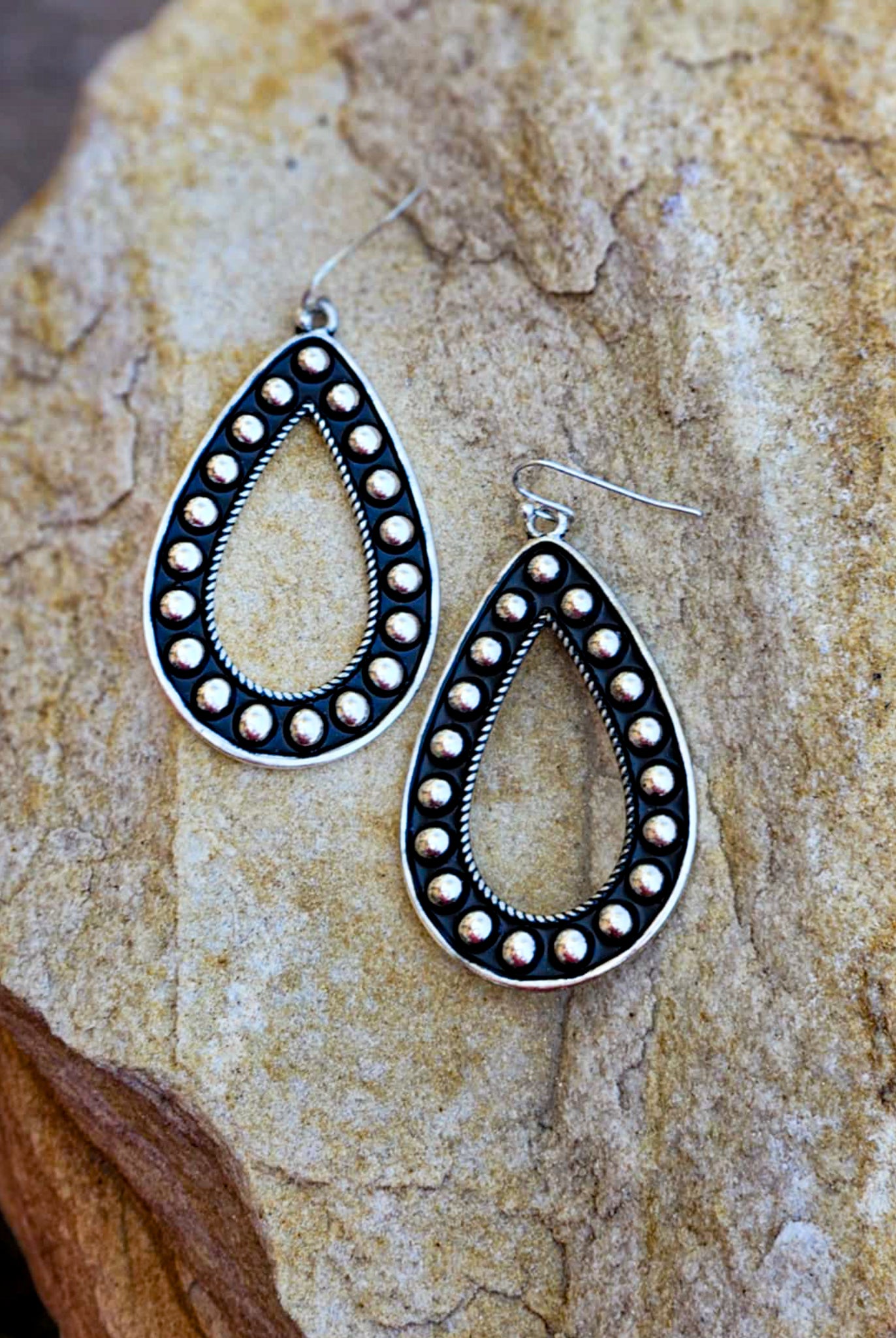 Teardrop Metal Bubble Dangle Earrings Earrings Blue Tortoise