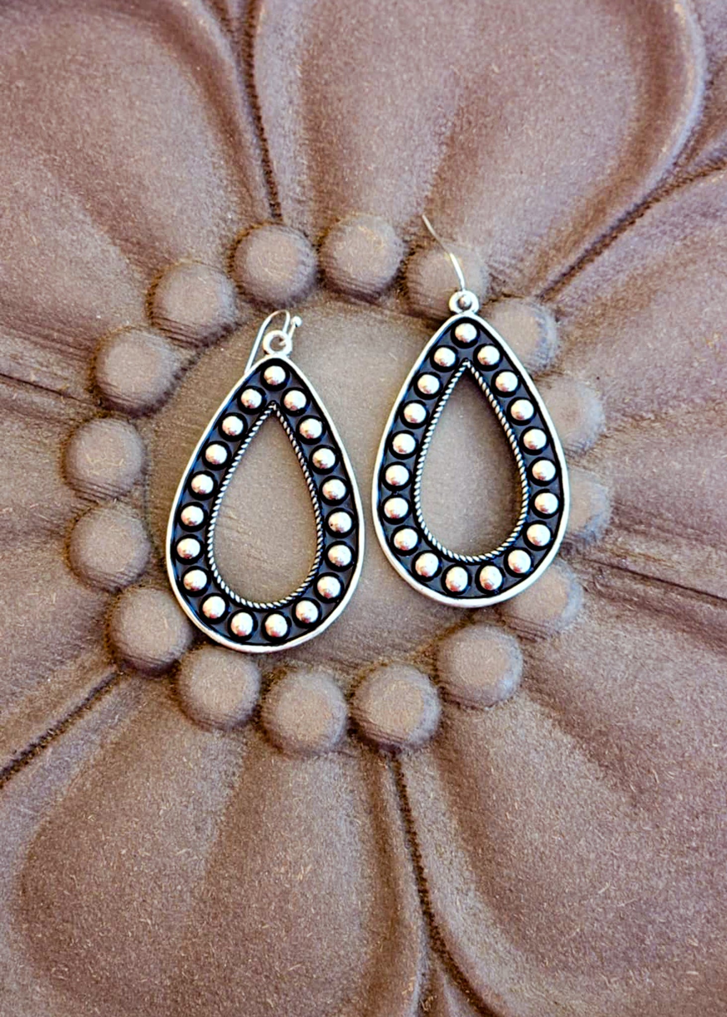 Teardrop Metal Bubble Dangle Earrings Earrings Blue Tortoise