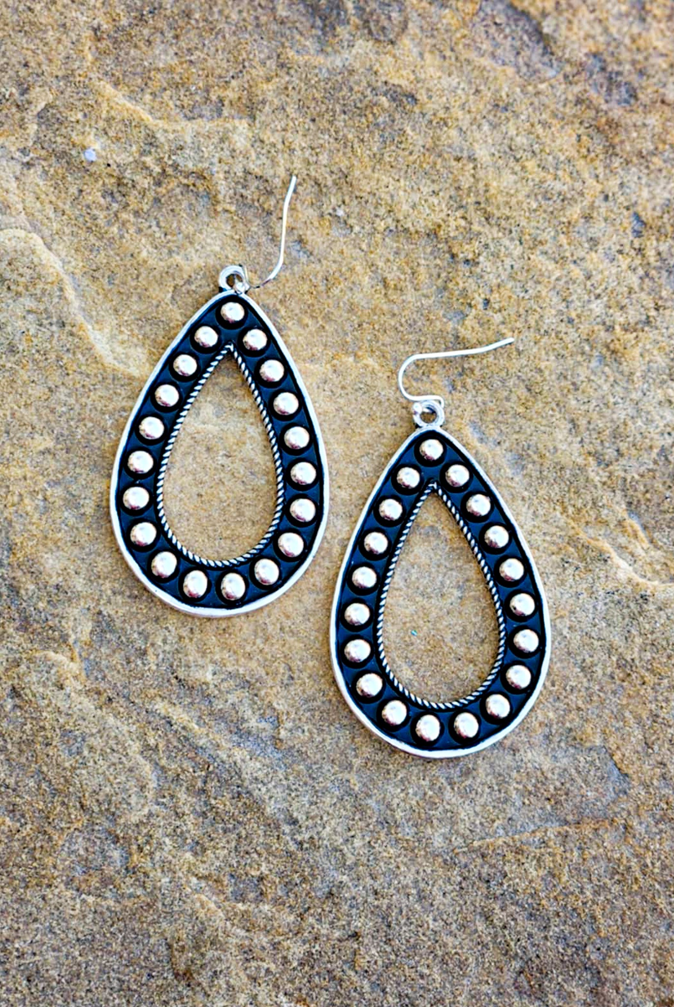 Teardrop Metal Bubble Dangle Earrings Earrings Blue Tortoise
