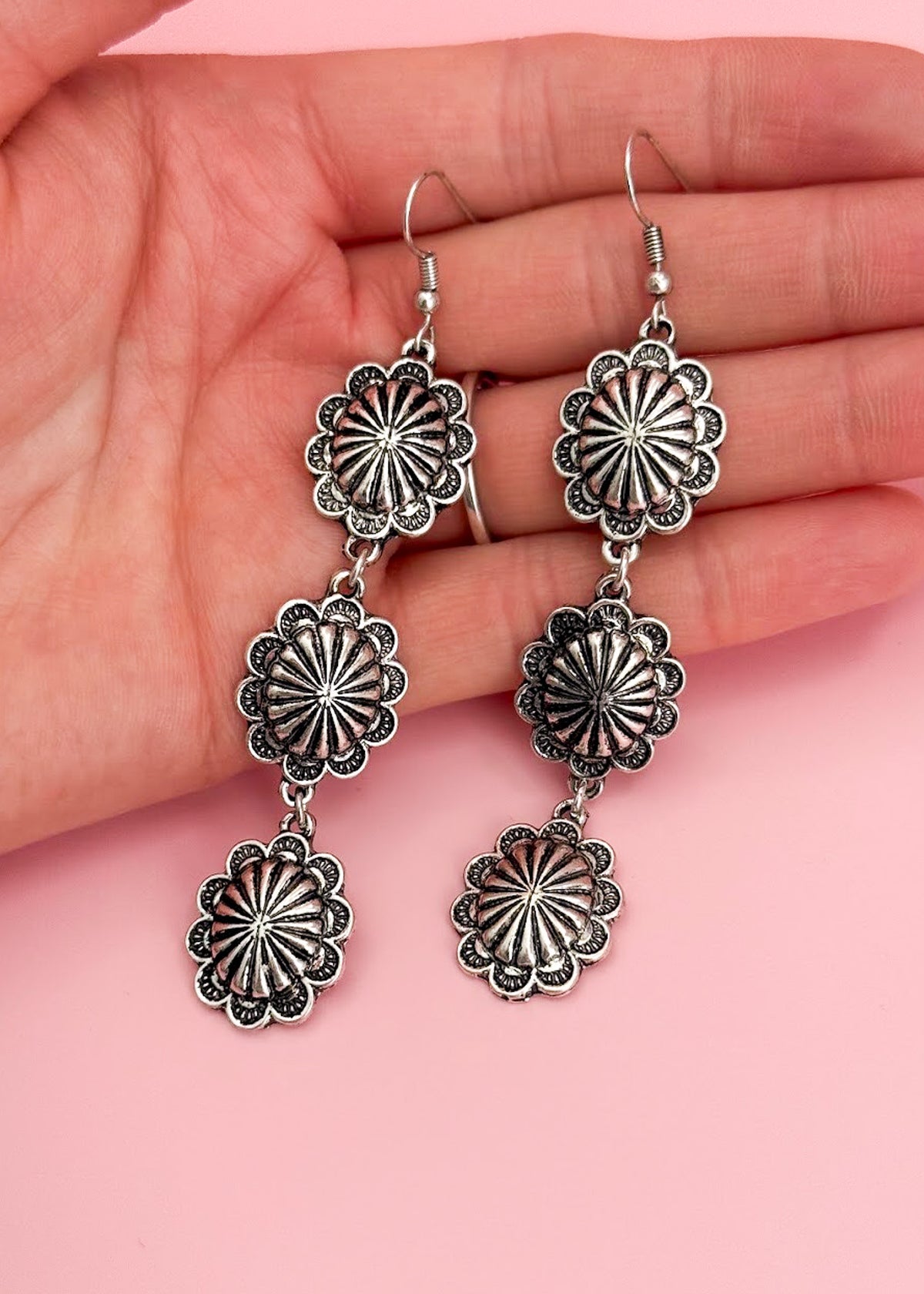 Trio Concho Dangle Earrings Earrings The Cinchy Cowgirl (BT)