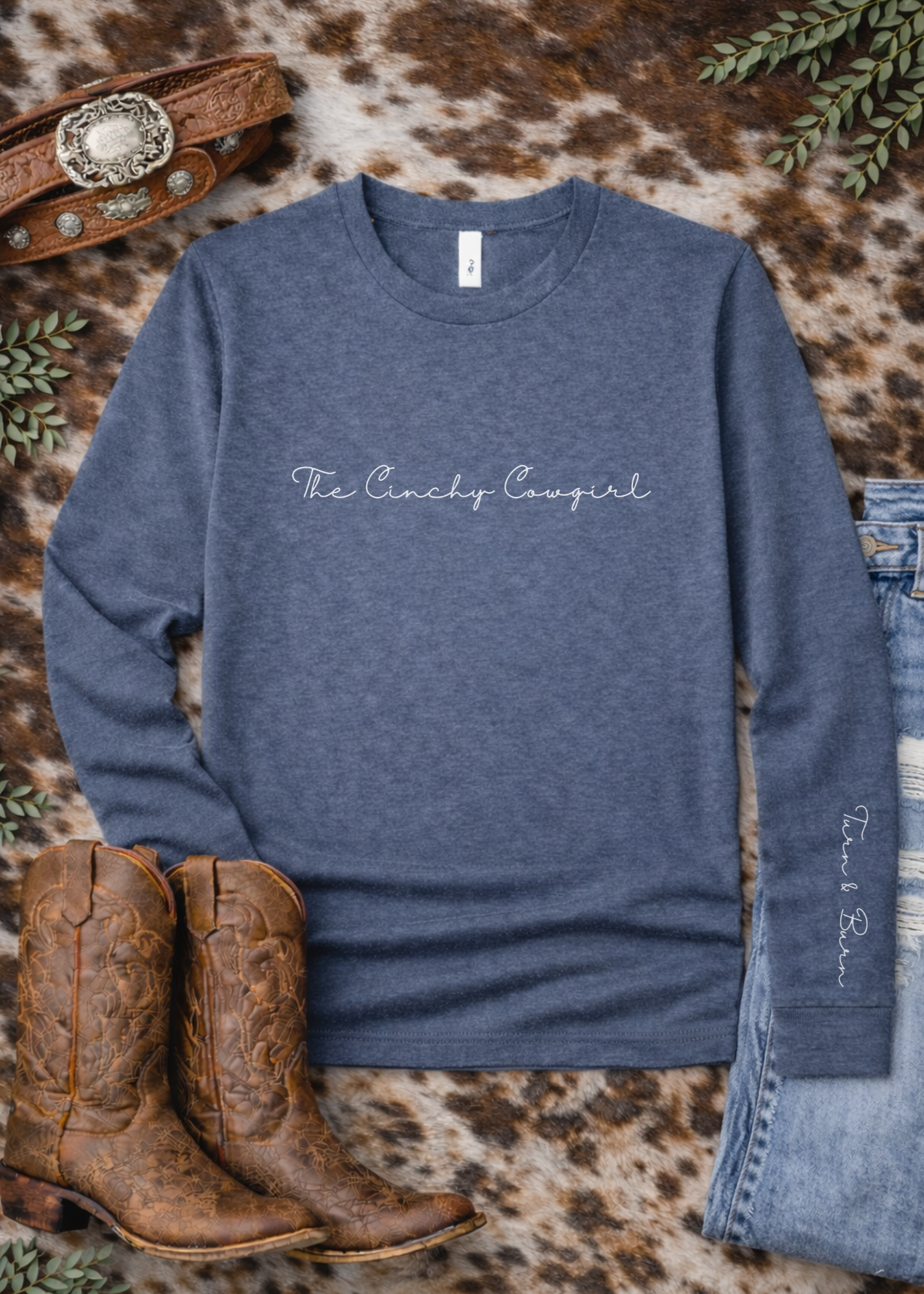 Turn & Burn Long Sleeve Graphic Tee graphic tee long sleeve The Cinchy Cowgirl