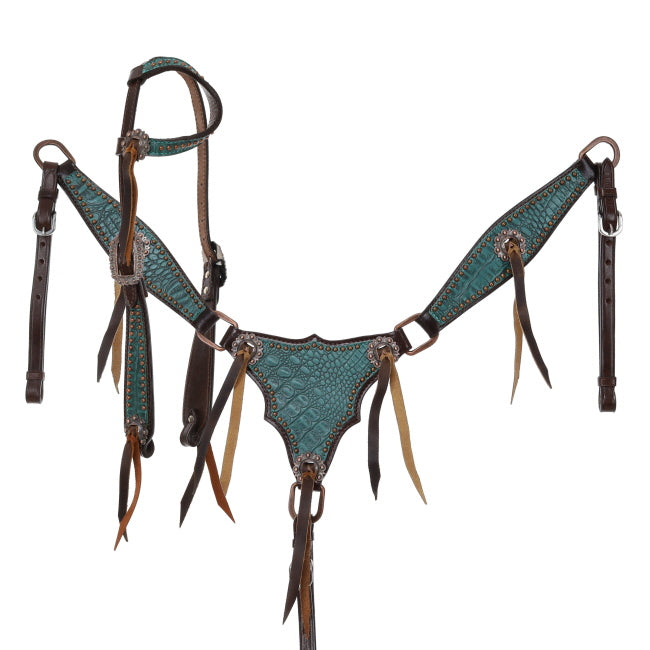 Turquoise Gator One Ear Headstall and Breastcollar Set headstall set Shiloh