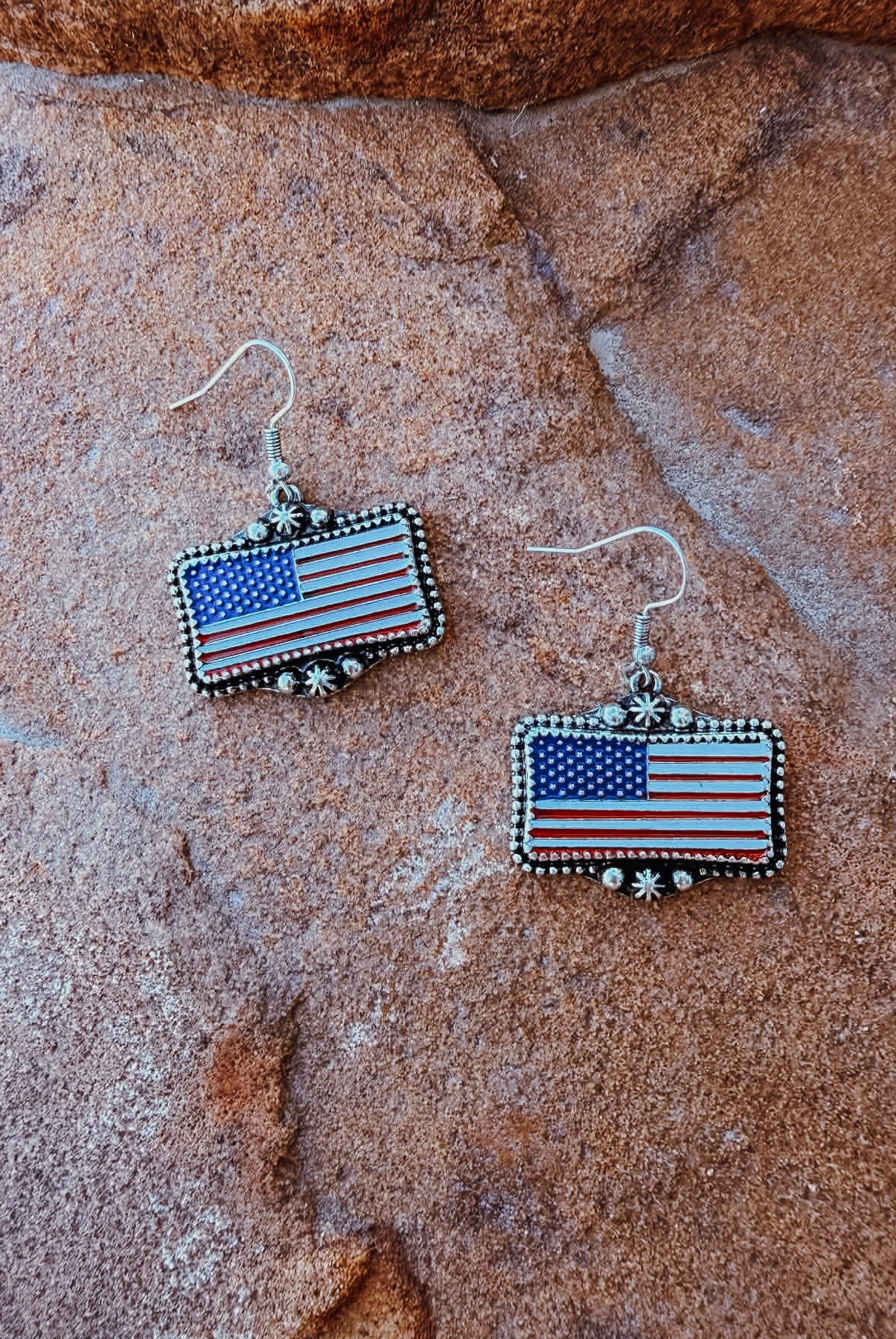 US Flag Dangle Earring Earrings Blue Tortoise