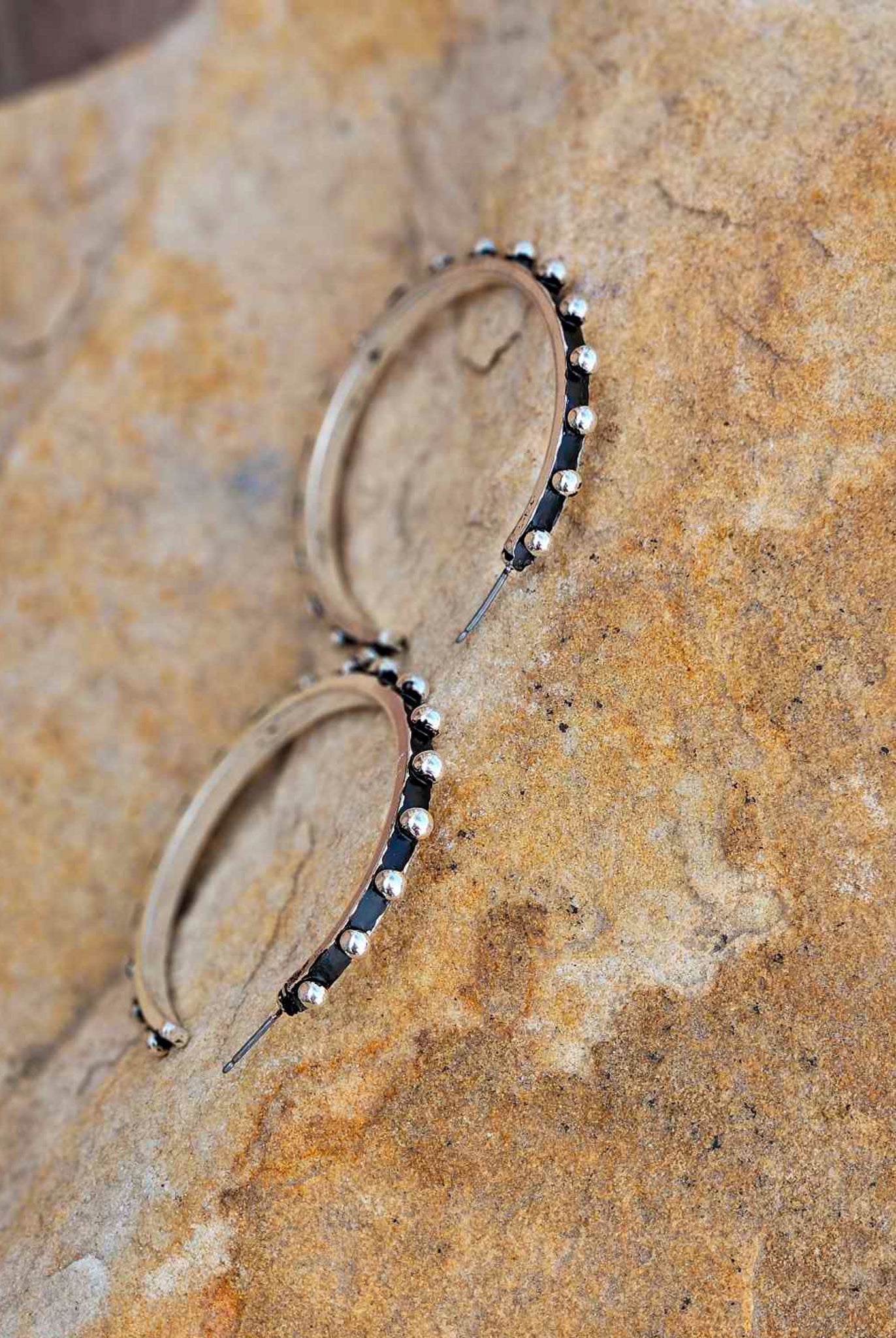 Western Bubble Hoop Earrings Earrings Blue Tortoise