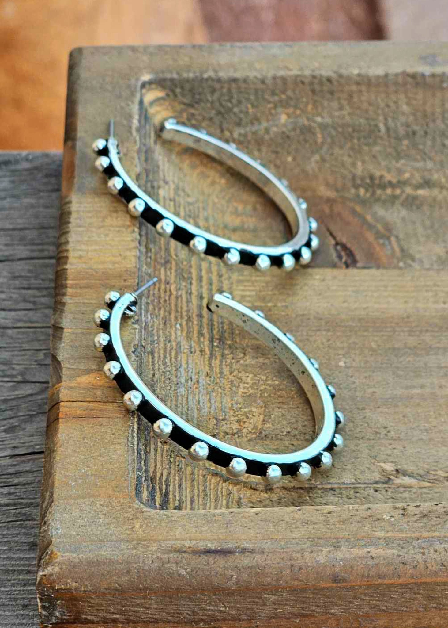 Western Bubble Hoop Earrings Earrings Blue Tortoise