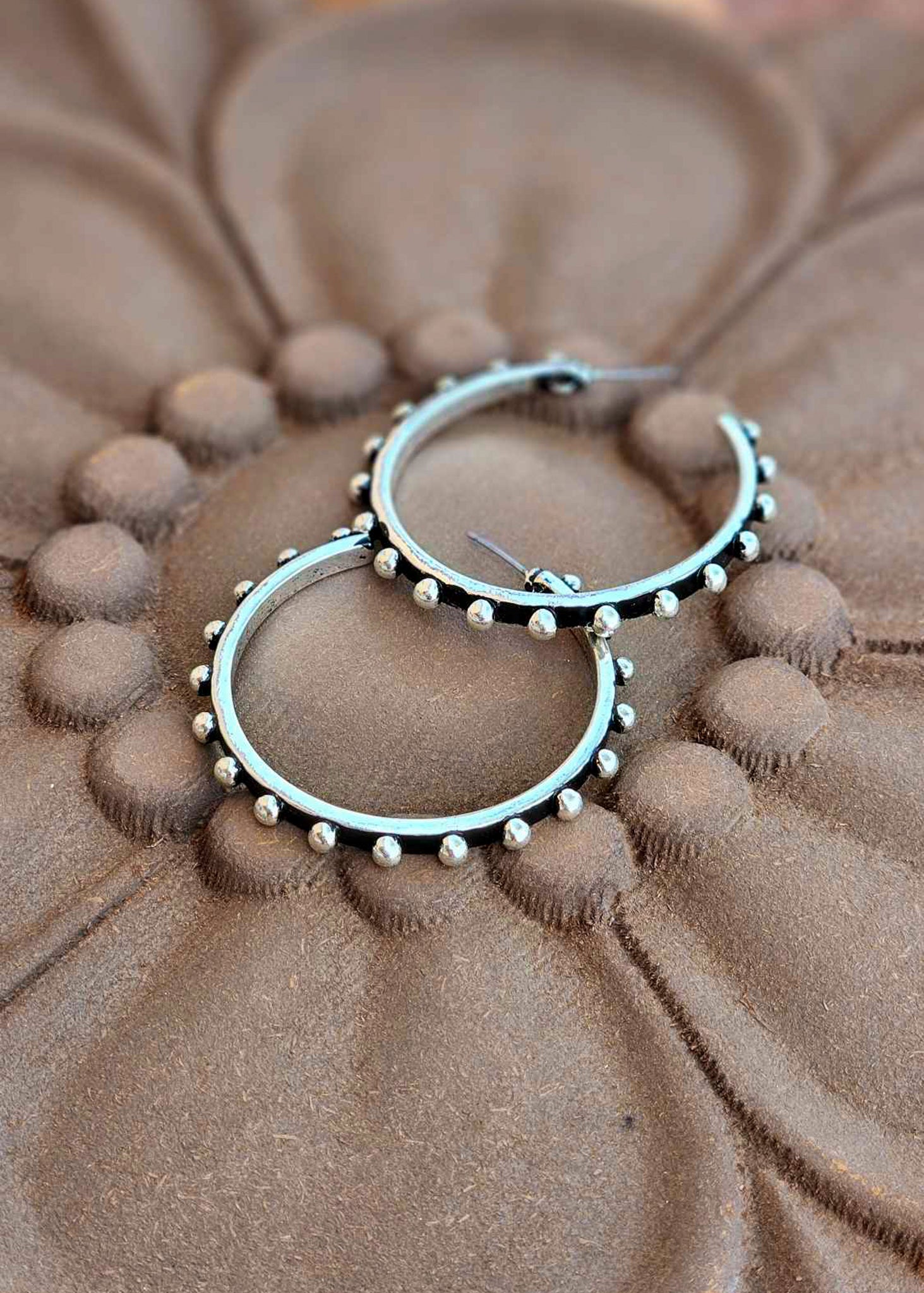 Western Bubble Hoop Earrings Earrings Blue Tortoise