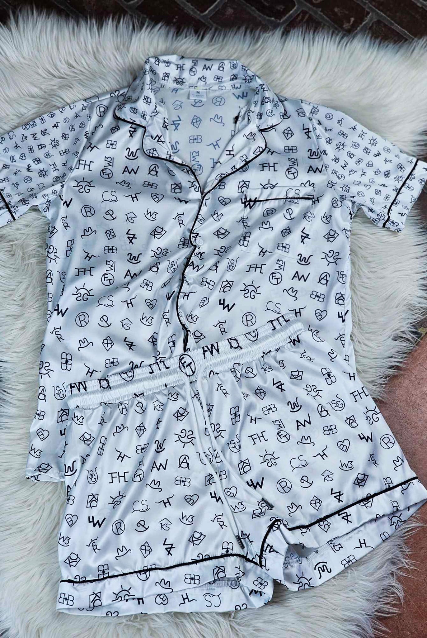 White Cattle Brands Silky Shorts Pajamas silky pajamas - shorts The Cinchy Cowgirl (YC) S