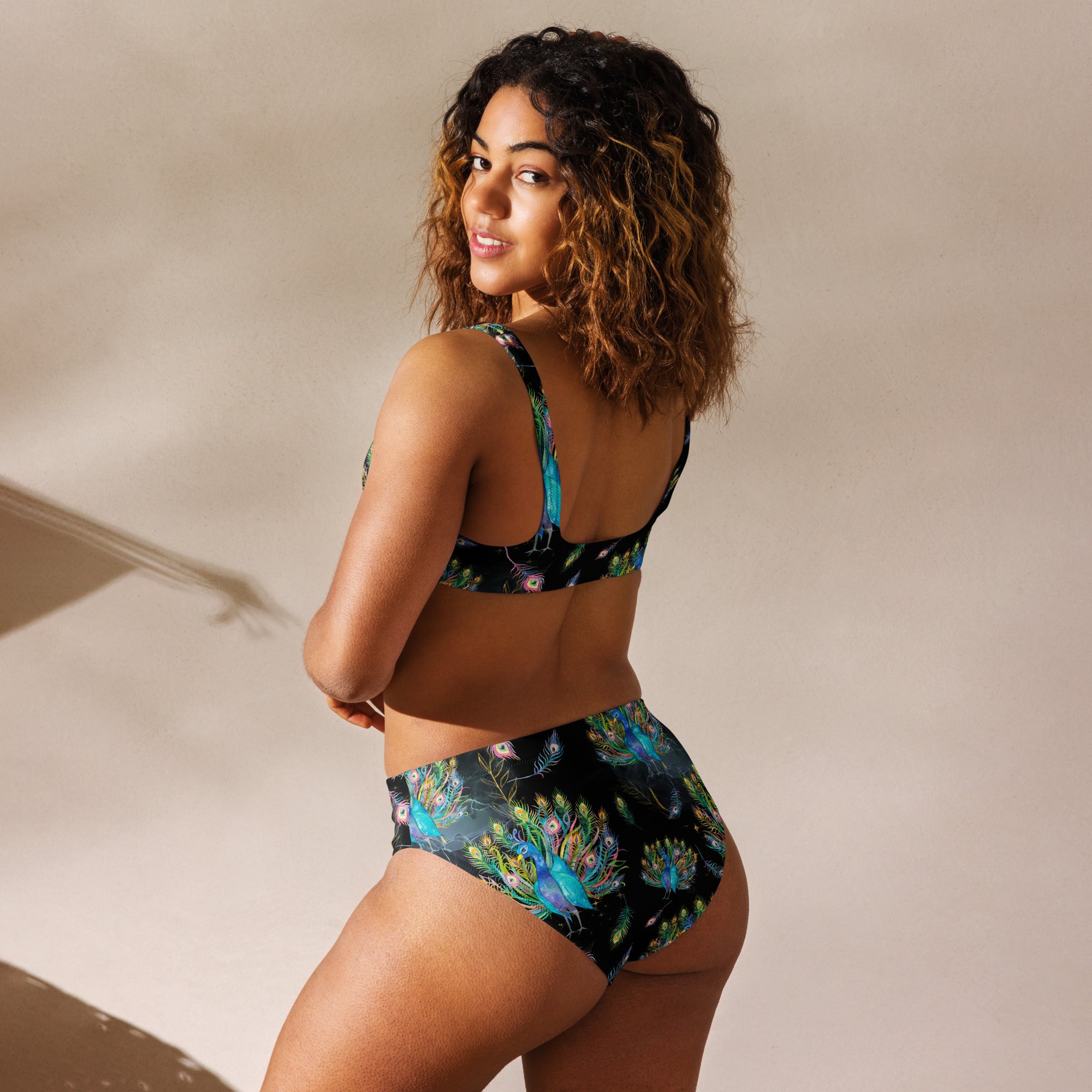 Colorful Peacock High Waisted Bikini The Cinchy Cowgirl