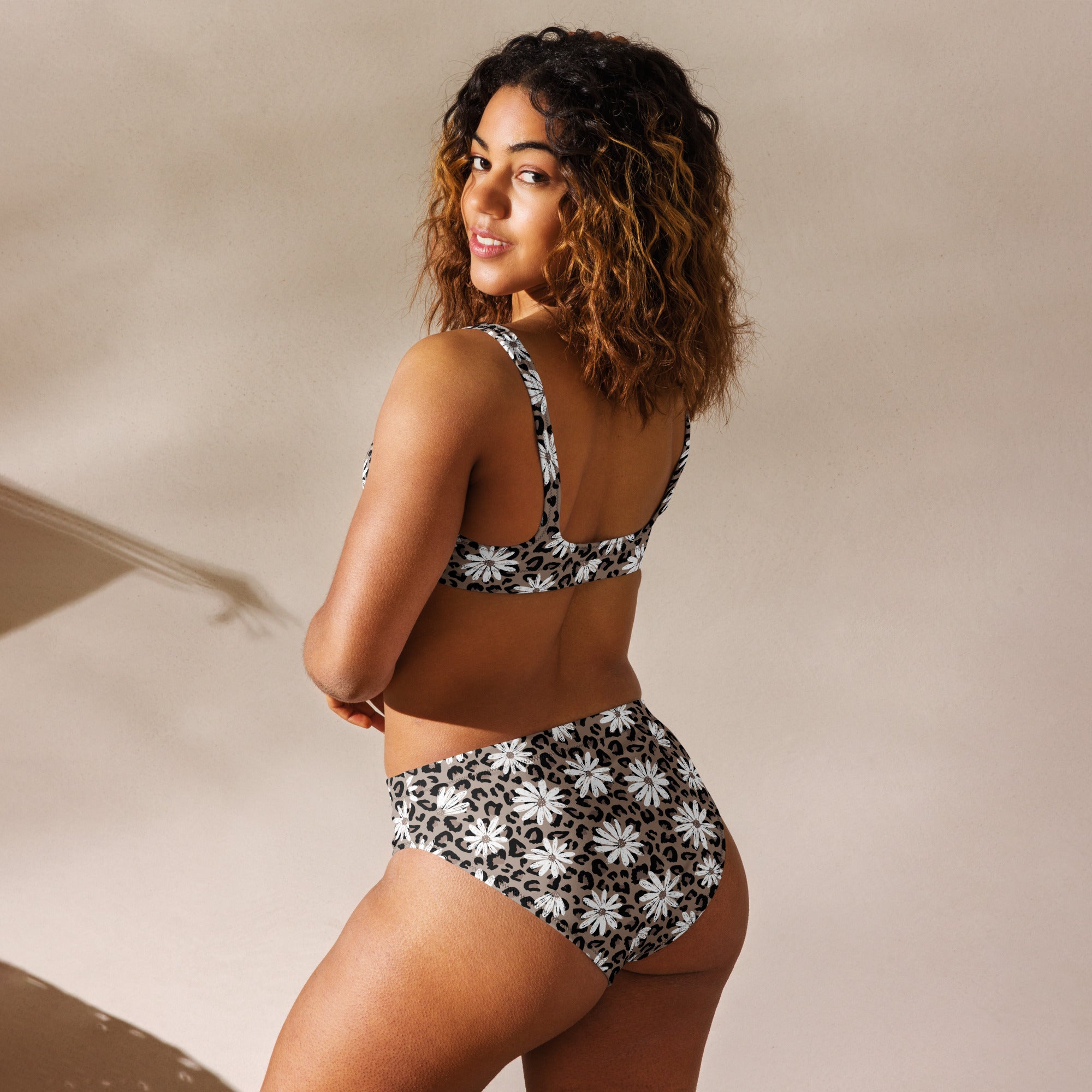 Leopard Daisy High Waisted Bikini The Cinchy Cowgirl