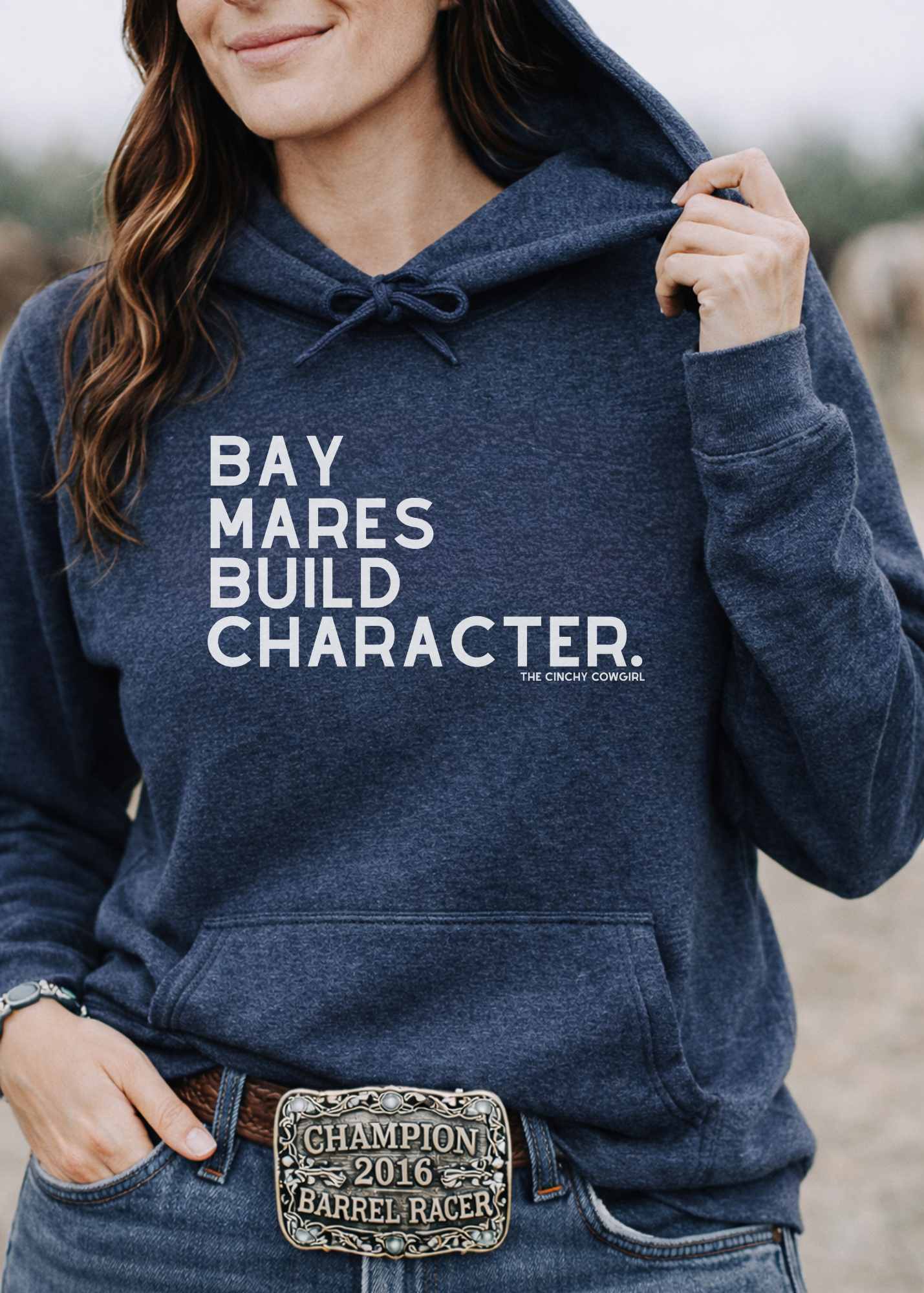 Bay Mares Build Character Hoodie Graphic Hoodie The Cinchy Cowgirl