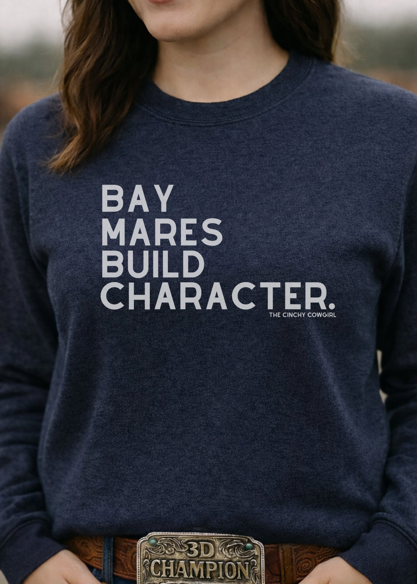 Bay Mares Build Character Pullover Graphic Pullover The Cinchy Cowgirl - Print