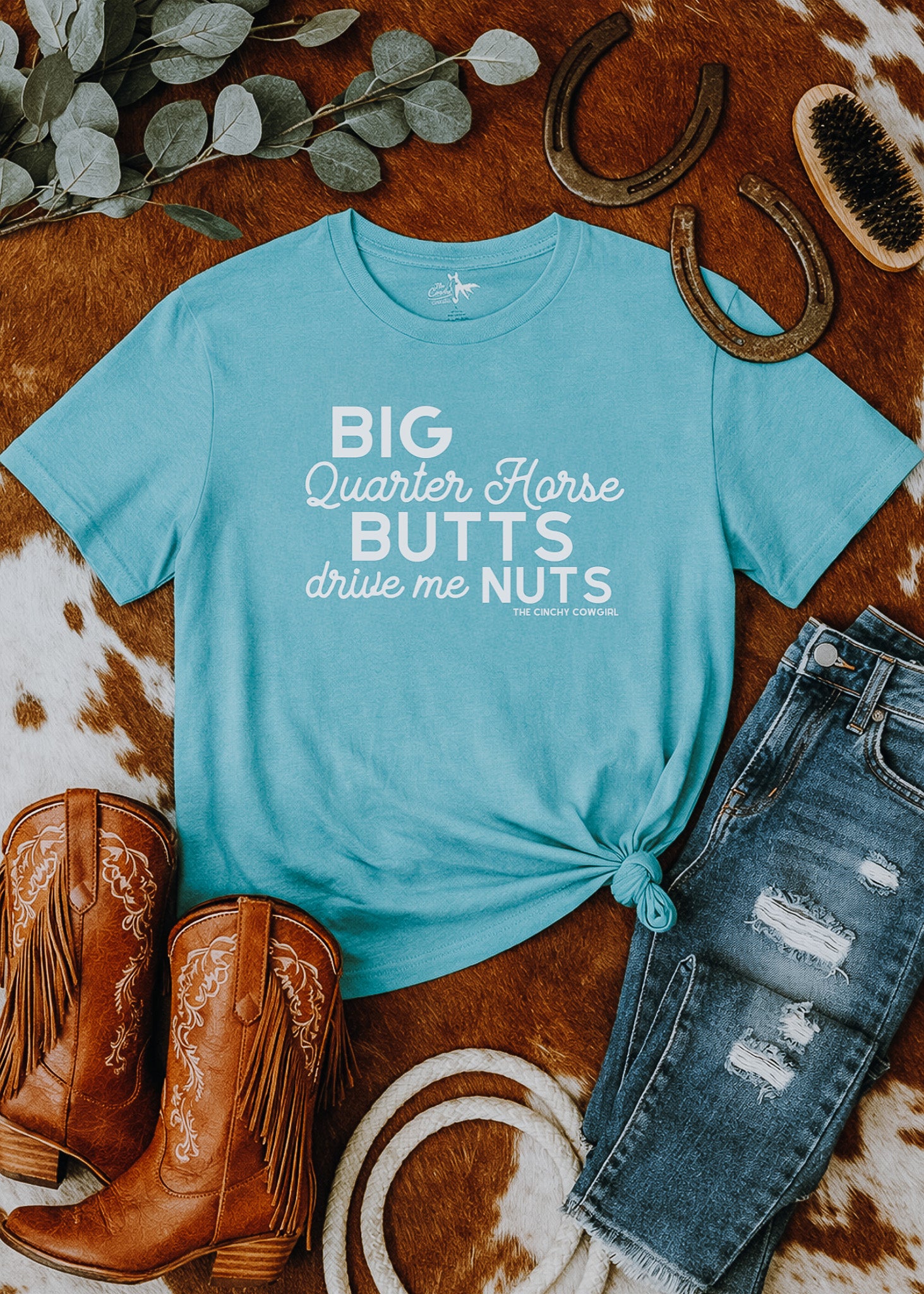 Big Quarter Horse Butts Drive Me Nuts Short Sleeve Tee short sleeve tee - printify The Cinchy Cowgirl - Print