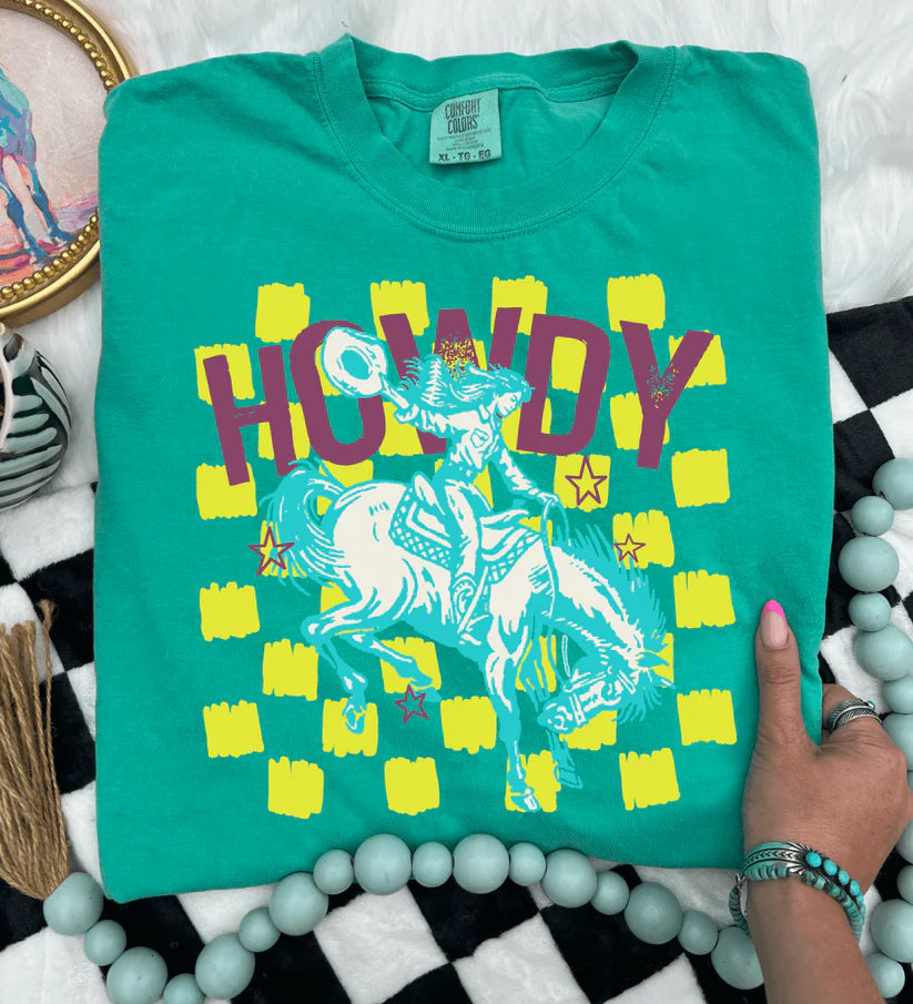 Buckin' Babe Howdy- COMFORT COLOR - Island Green graphic tee - dropship thelattimoreclaim