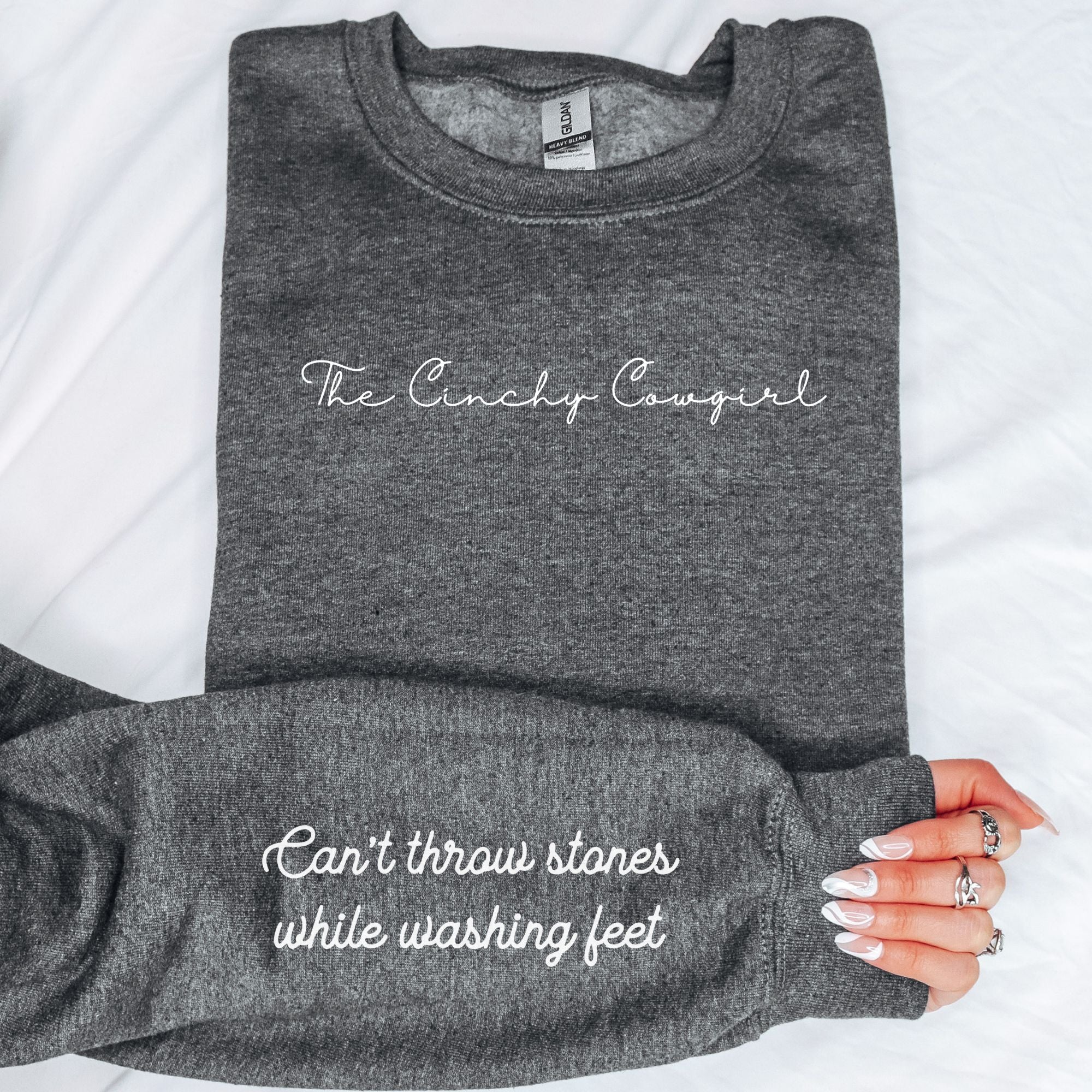 Can't Throw Stones Fleece Pullover Graphic Sweatshirt The Cinchy Cowgirl
