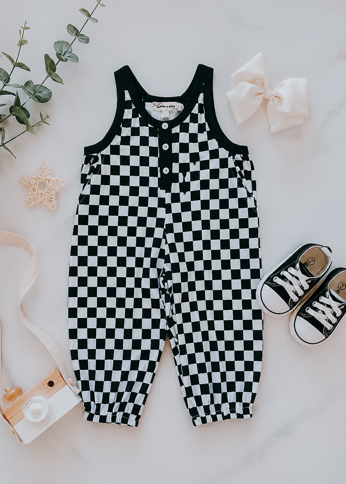Checkered Girls Romper Baby Outfit ladysworld