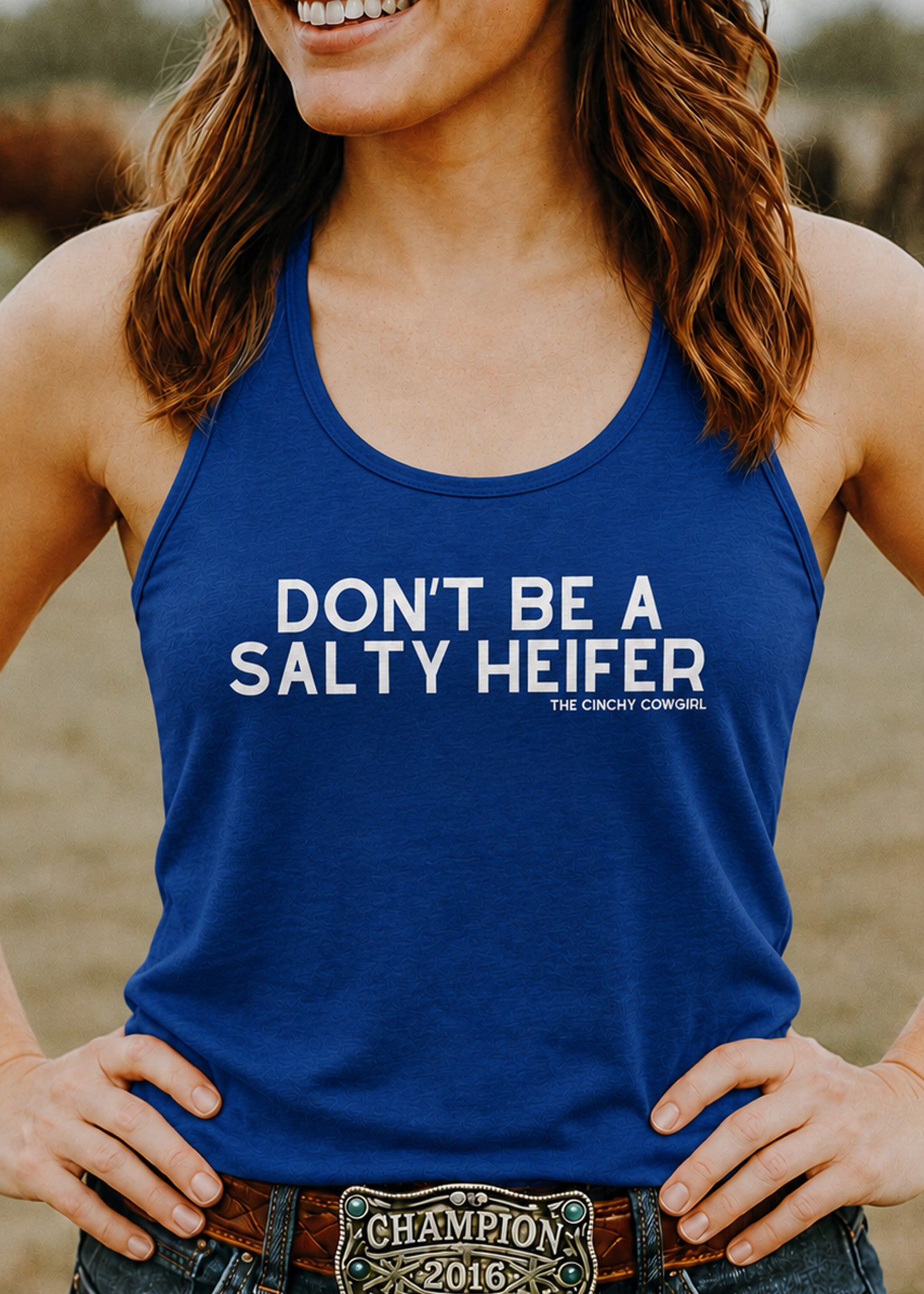 Don't Be A Salty Heifer Tank Top Tank Top The Cinchy Cowgirl - Print