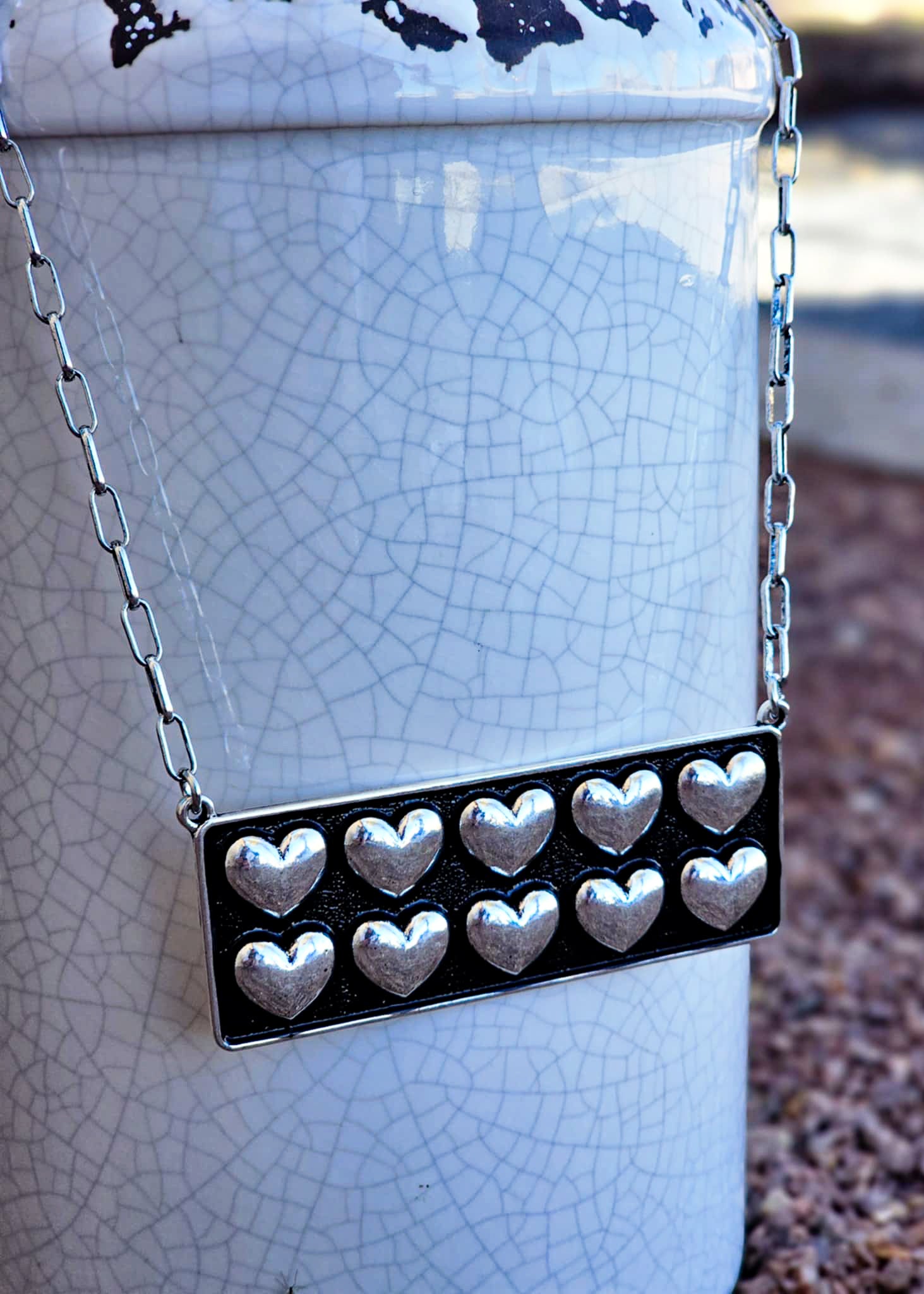 Heart Bubble Plate Necklace Necklace Blue Tortoise