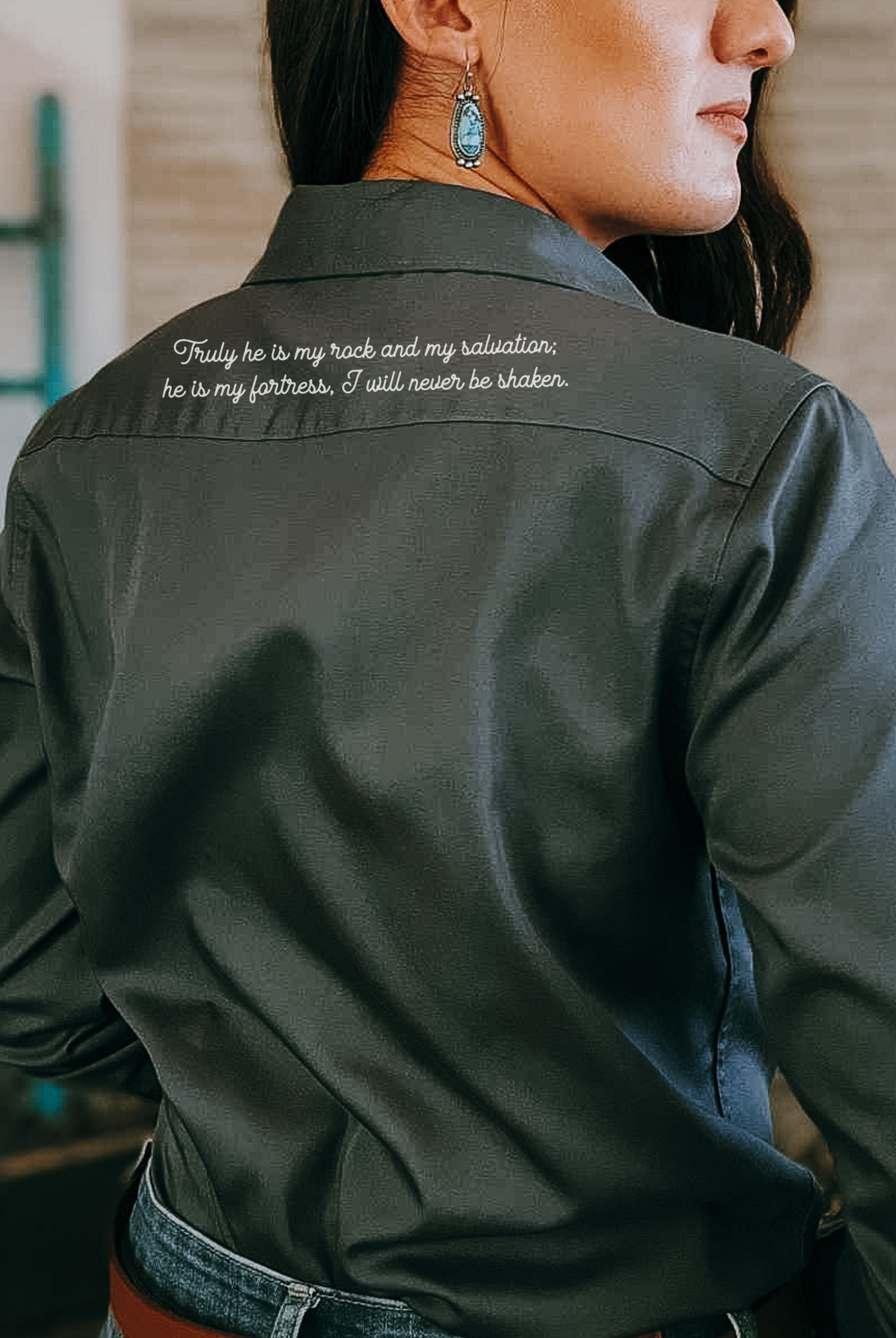 Psalm 62:2 Long Sleeve Button Down Shirt long sleeve button down - faith based The Cinchy Cowgirl