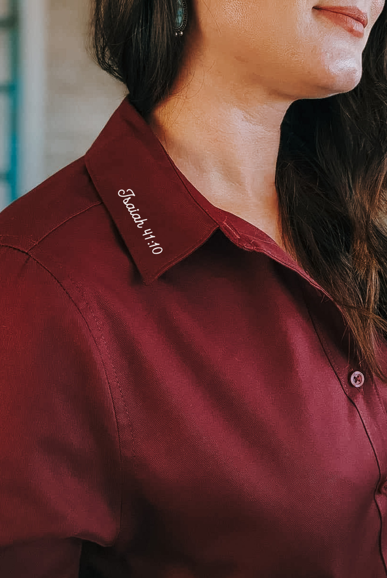 Isaiah 41:10 Long Sleeve Button Down Shirt long sleeve button down - faith based The Cinchy Cowgirl
