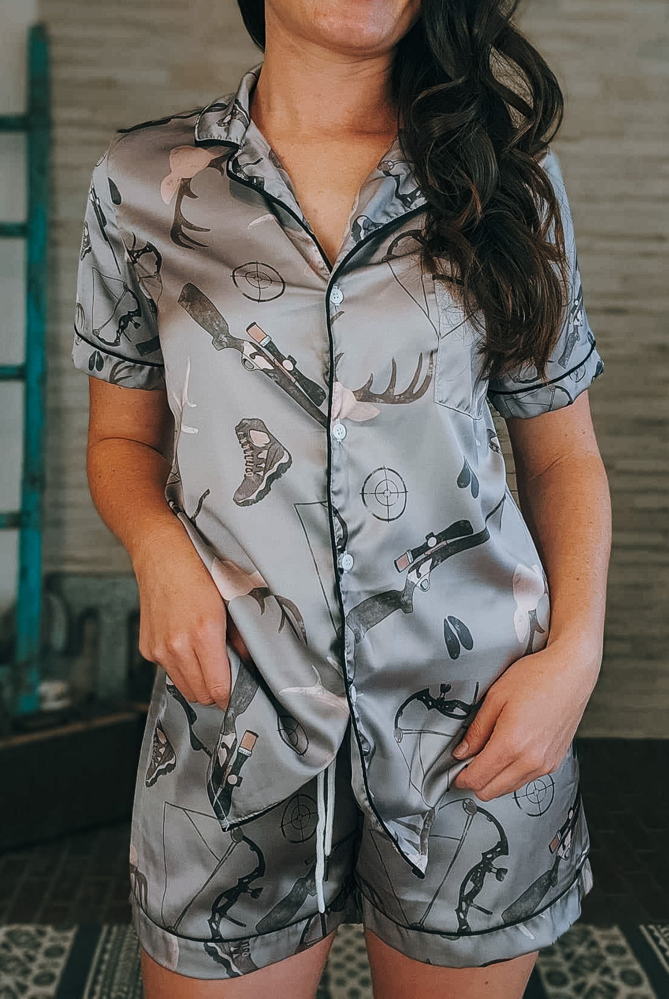 Hunters Silky Shorts Pajamas Set silky pajamas - shorts The Cinchy Cowgirl (YC) S