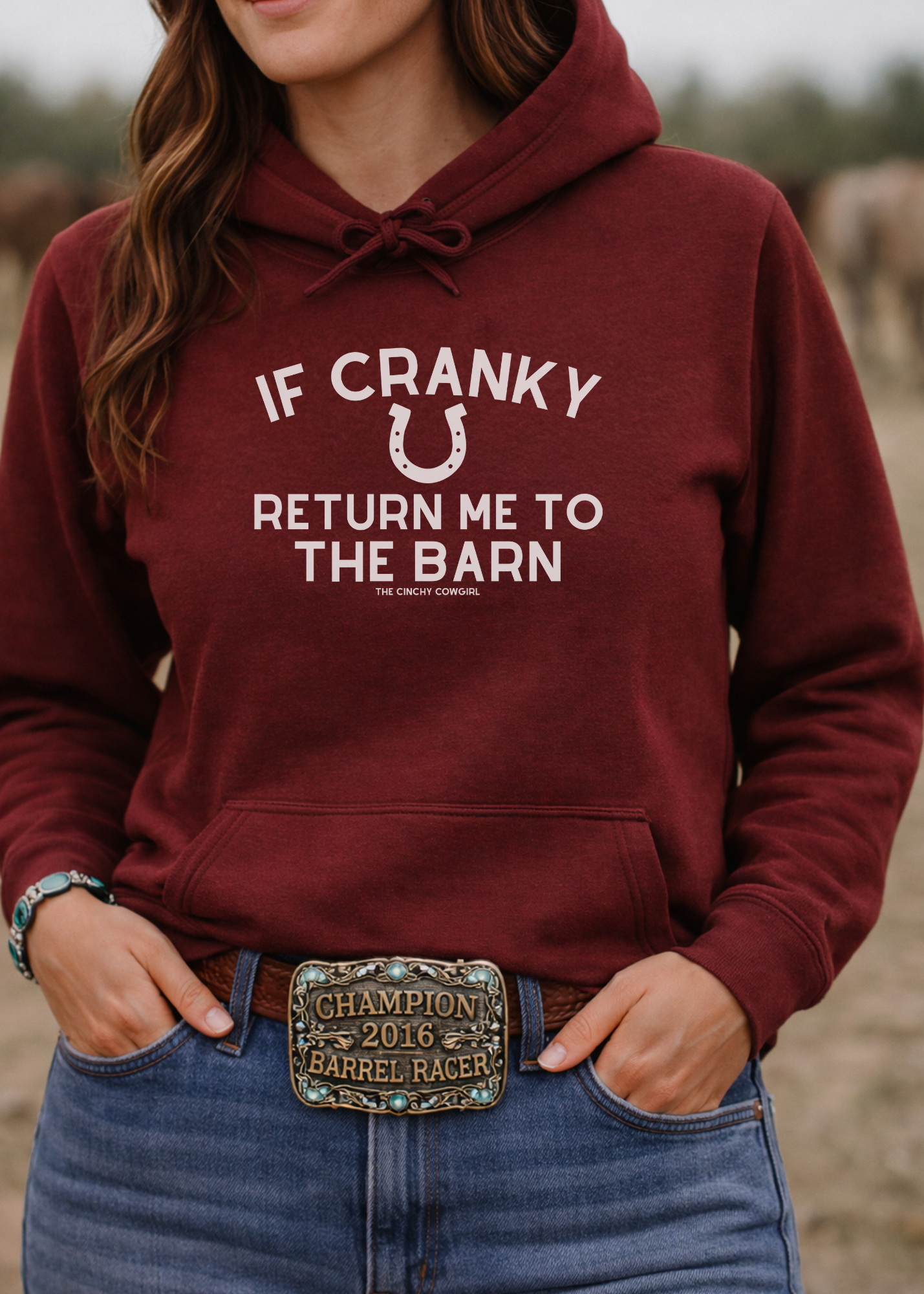 If Cranky Return Me To The Barn Hoodie Hoodie The Cinchy Cowgirl - Print