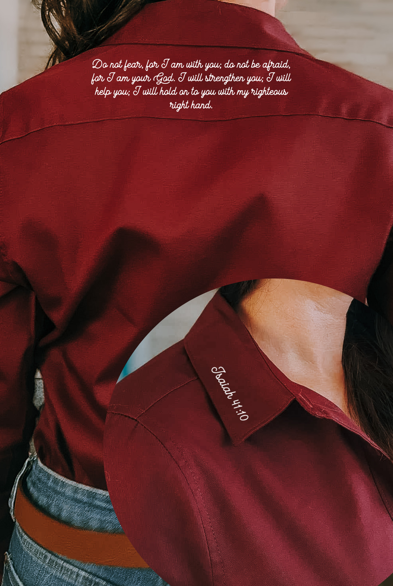 Isaiah 41:10 Long Sleeve Button Down Shirt long sleeve button down - faith based The Cinchy Cowgirl
