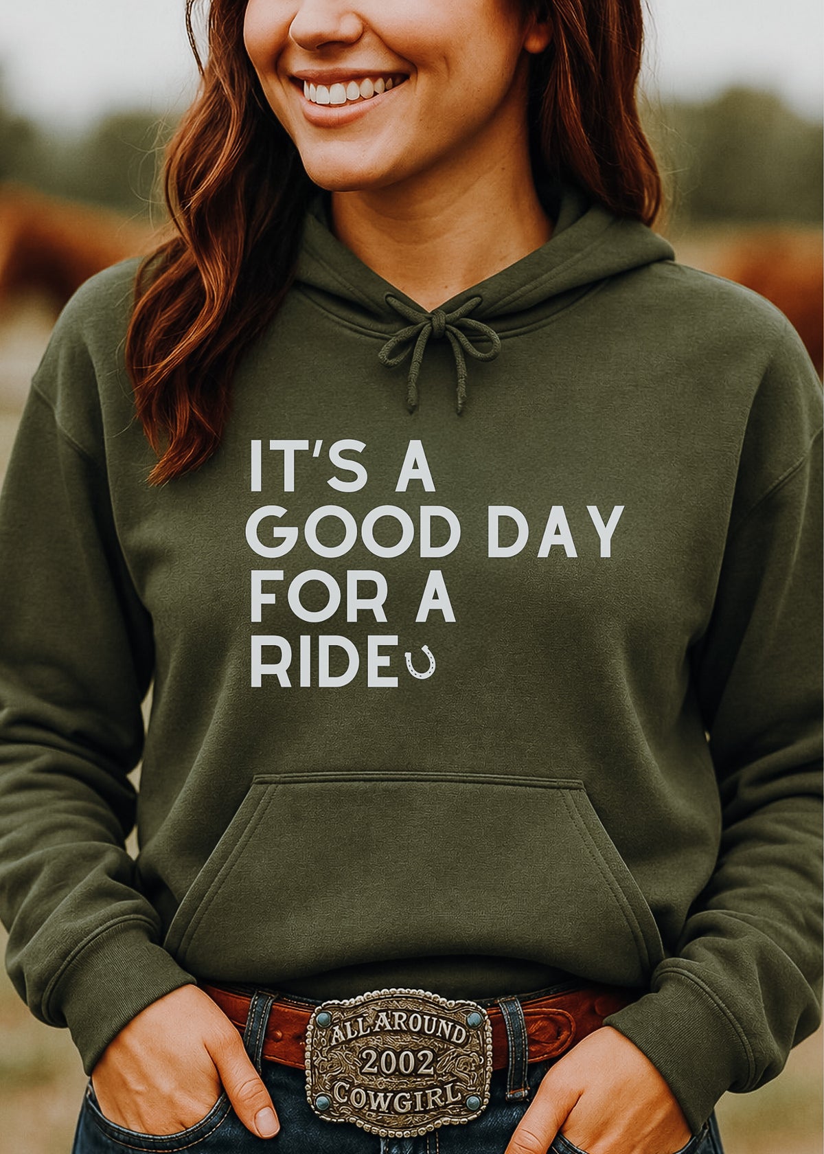 It's A Good Day For A Ride Hoodie Hoodie The Cinchy Cowgirl - Print