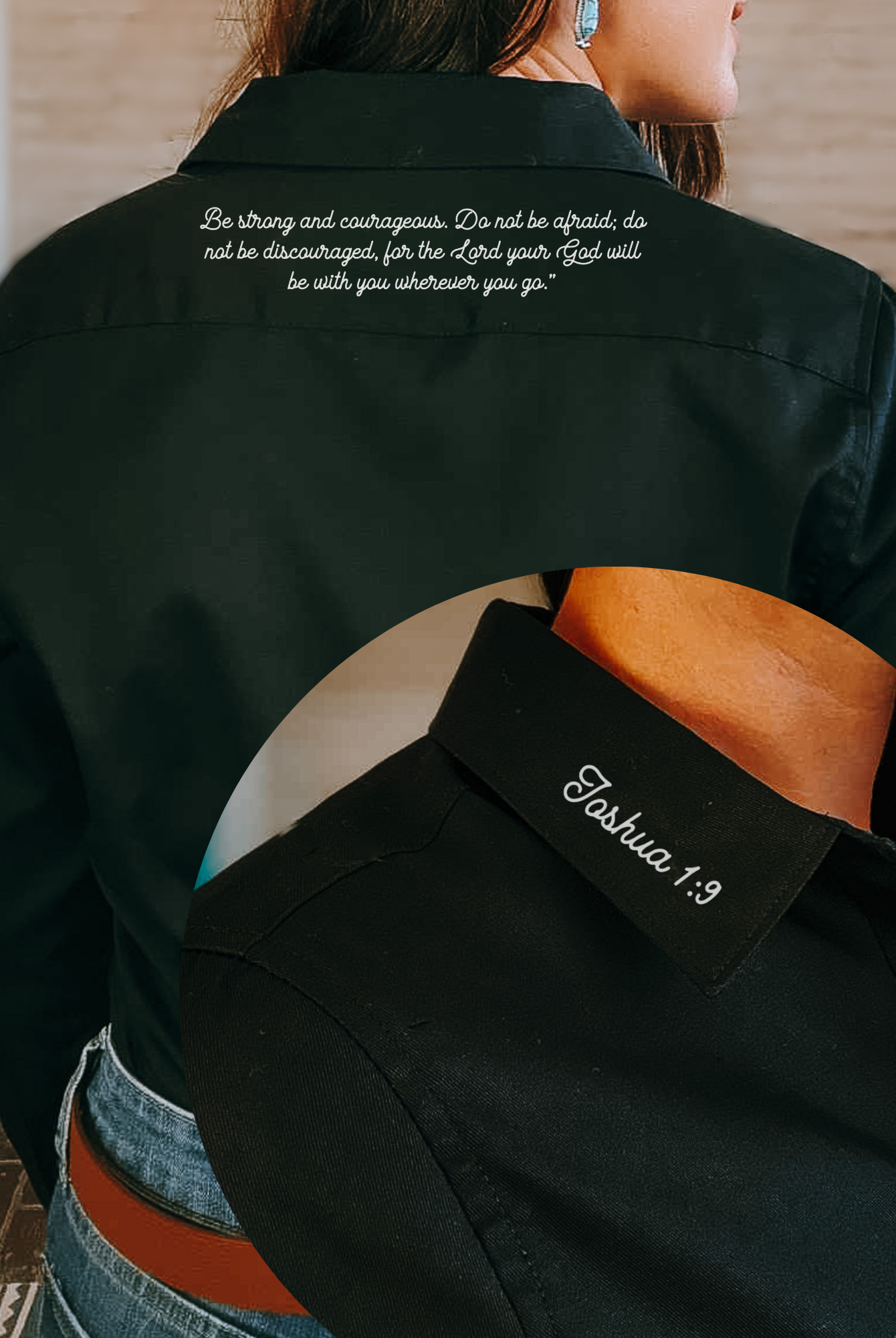 Joshua 1:9 Long Sleeve Button Down Shirt long sleeve button down - faith based The Cinchy Cowgirl