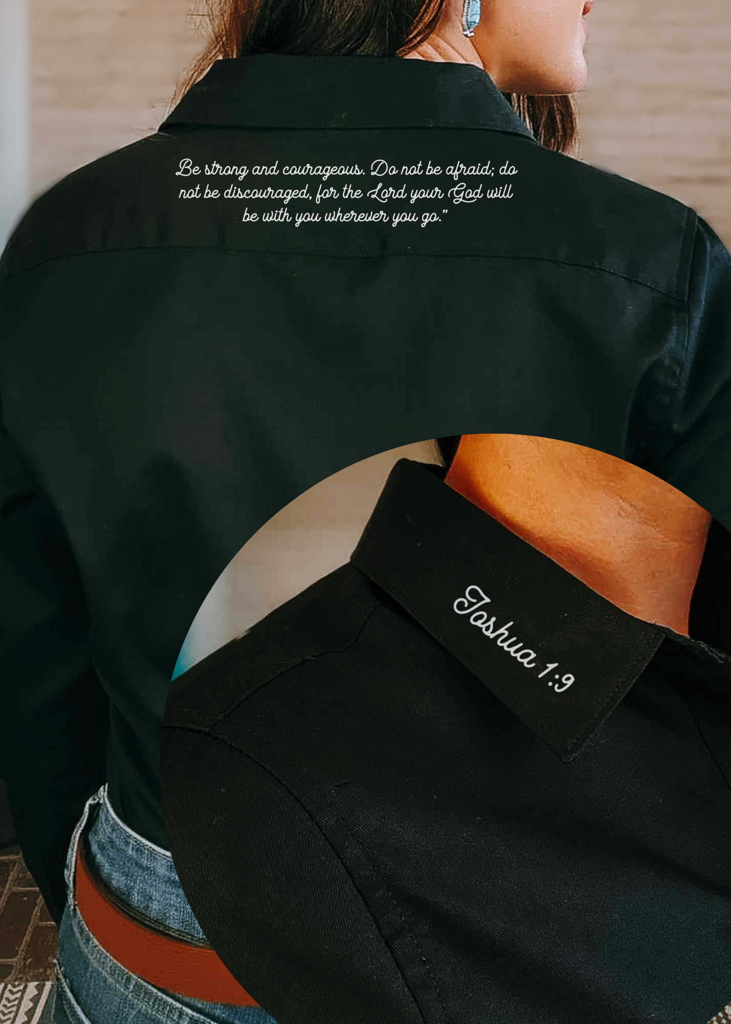 Joshua 1:9 Long Sleeve Button Down Shirt long sleeve button down - faith based The Cinchy Cowgirl