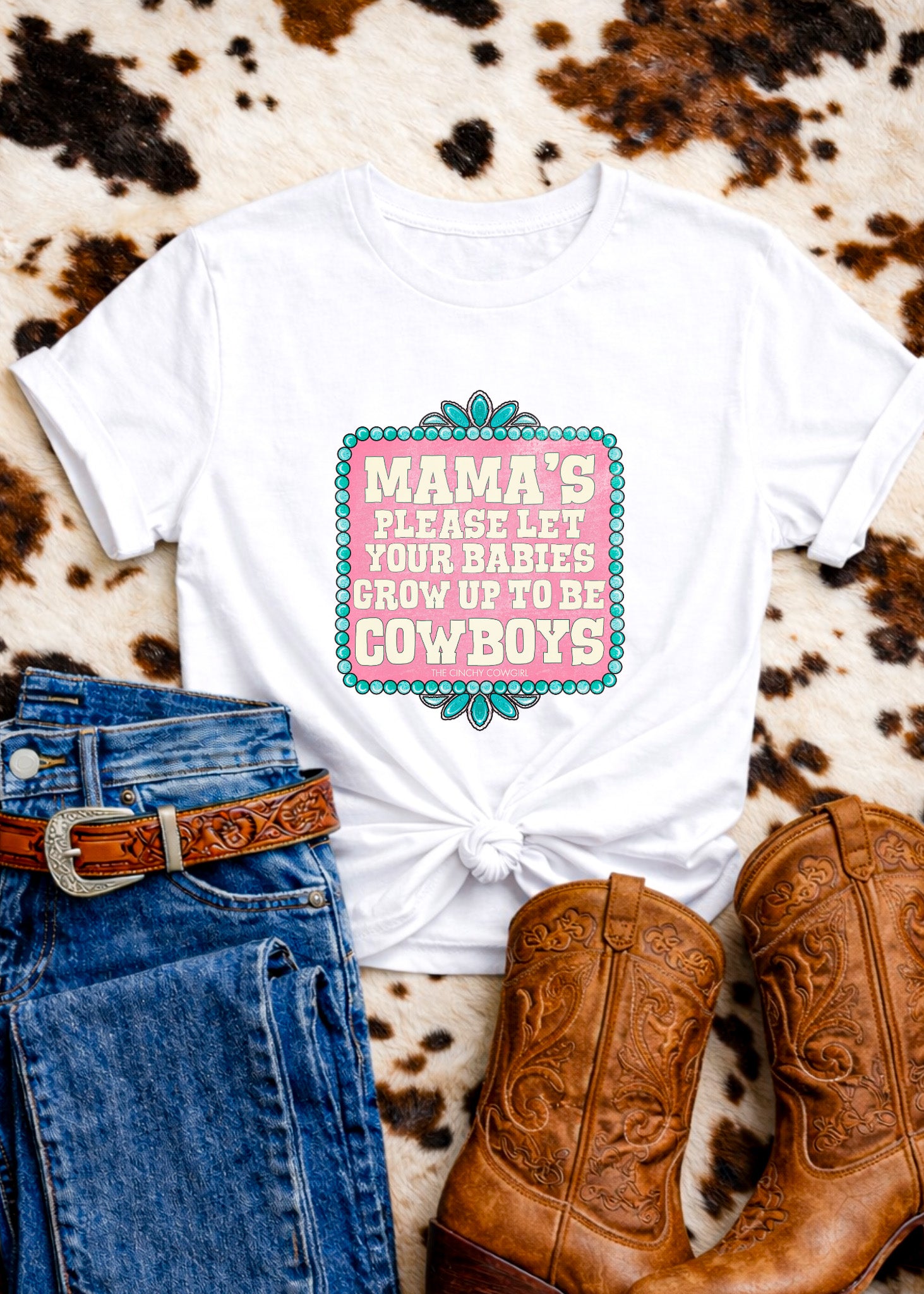 Mama's Please Let Your Babies Short Sleeve Tee Graphic Tee The Cinchy Cowgirl - Print